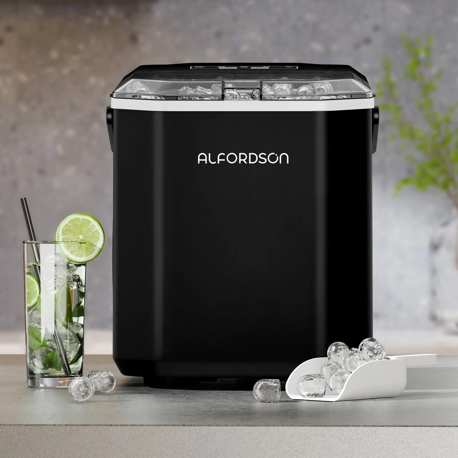 3 Alfordson Portable Ice Maker Machine Bar Countertop 12kg With Handle - Black, 3 of 10