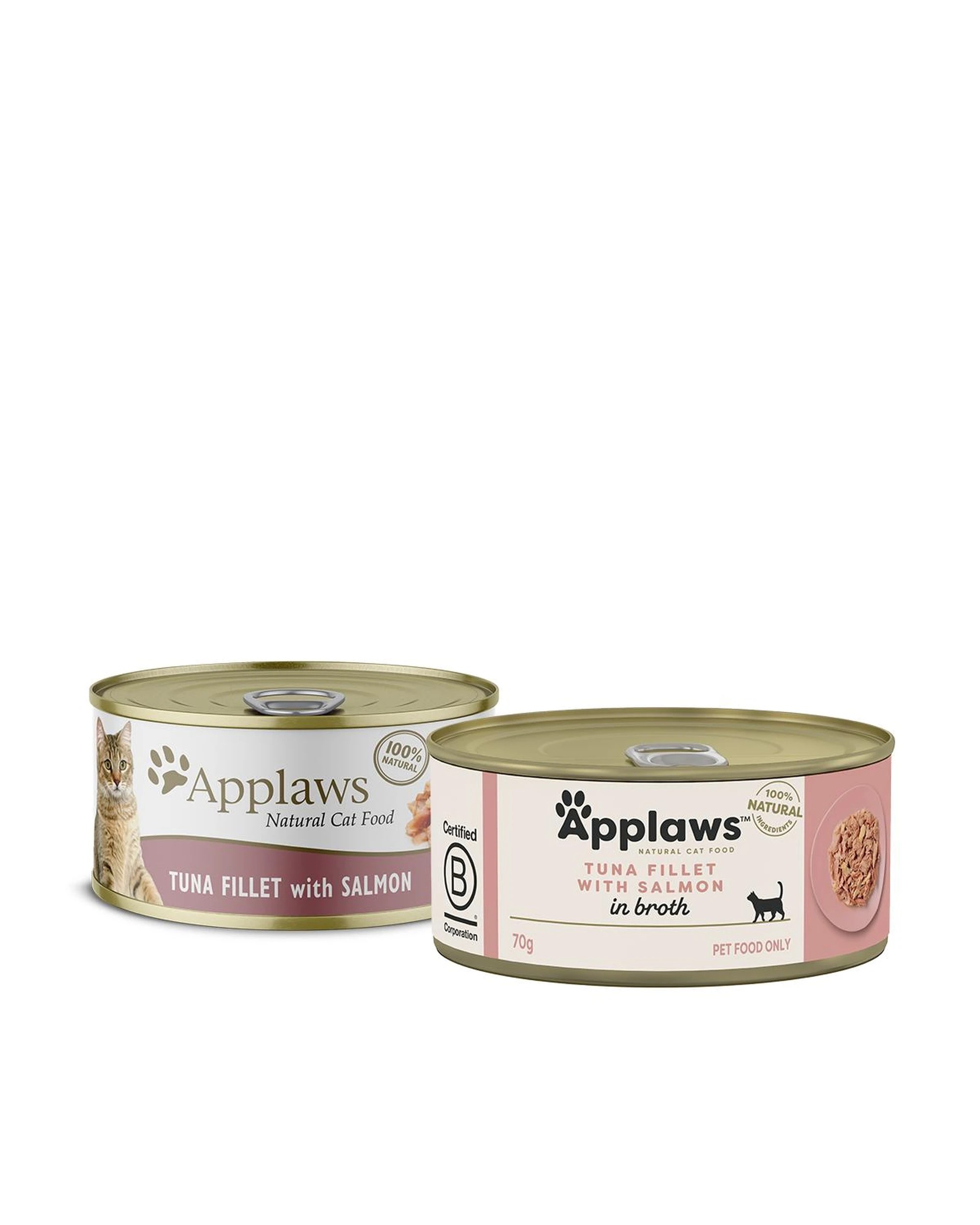 2 Applaws Adult Natural Wet Cat Food Tuna Fillet with Salmon in Broth 24 x 70g, 2 of 2
