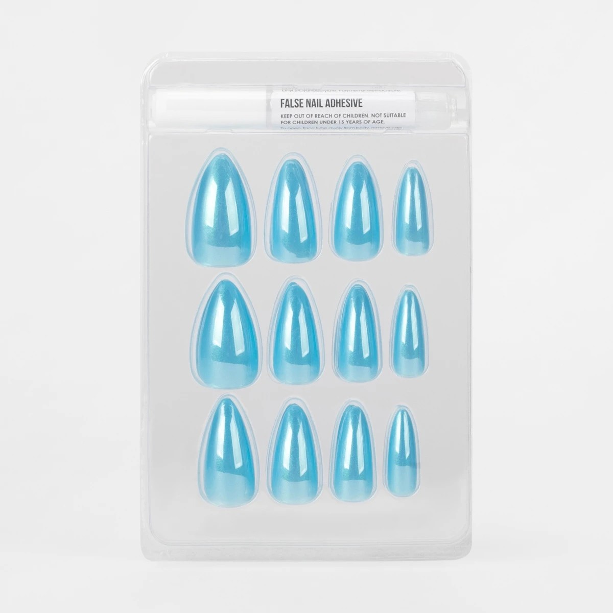 3 OXX Cosmetics 24 Pack False Nails with Adhesive - Stiletto Shape, Blue Glaze, 3 of 5