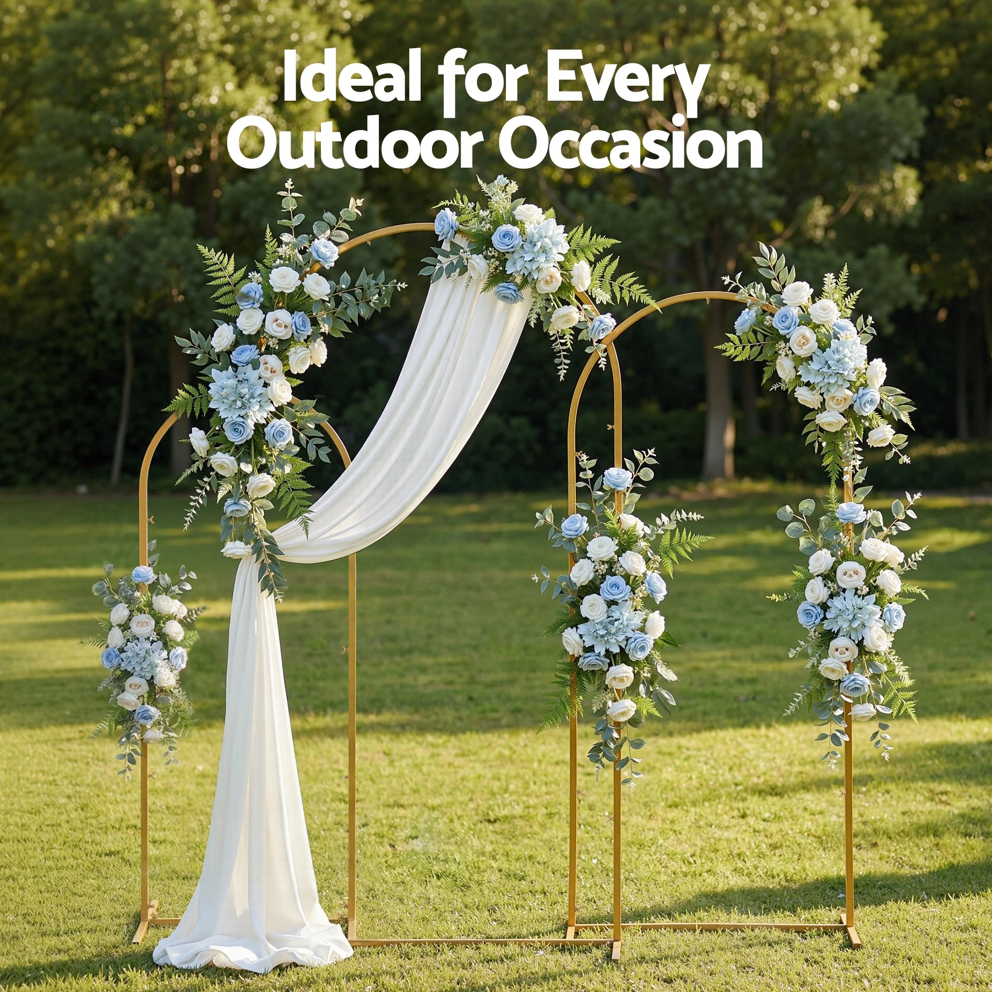 2 Wedding Arch Backdrop Stand Set of 3 Gold Metal Wedding Arched Frame - Gold, 2 of 5