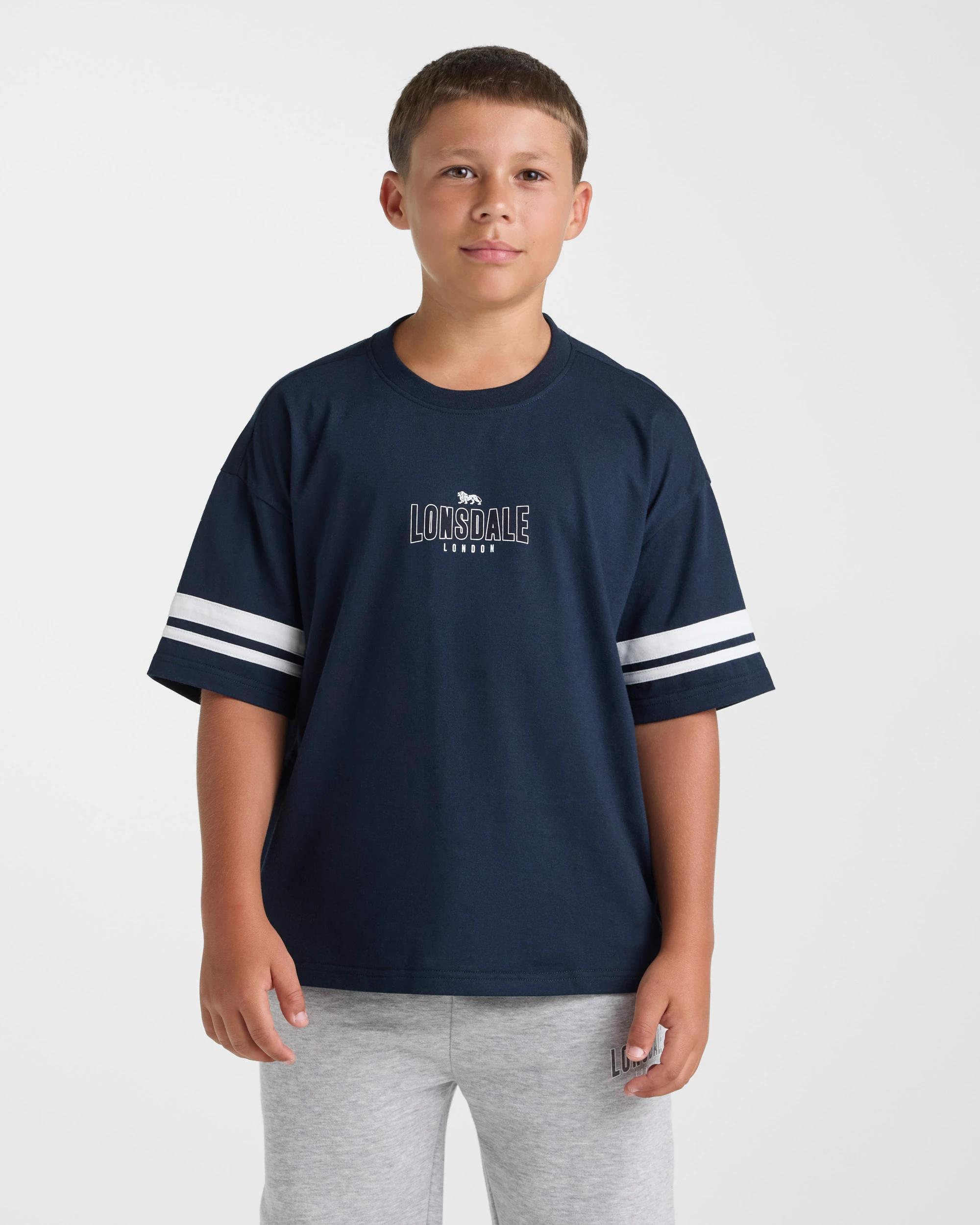 1 Lonsdale London Lonsdale Retro Sport T-Shirt NAVY BLUE, 1 of 5
