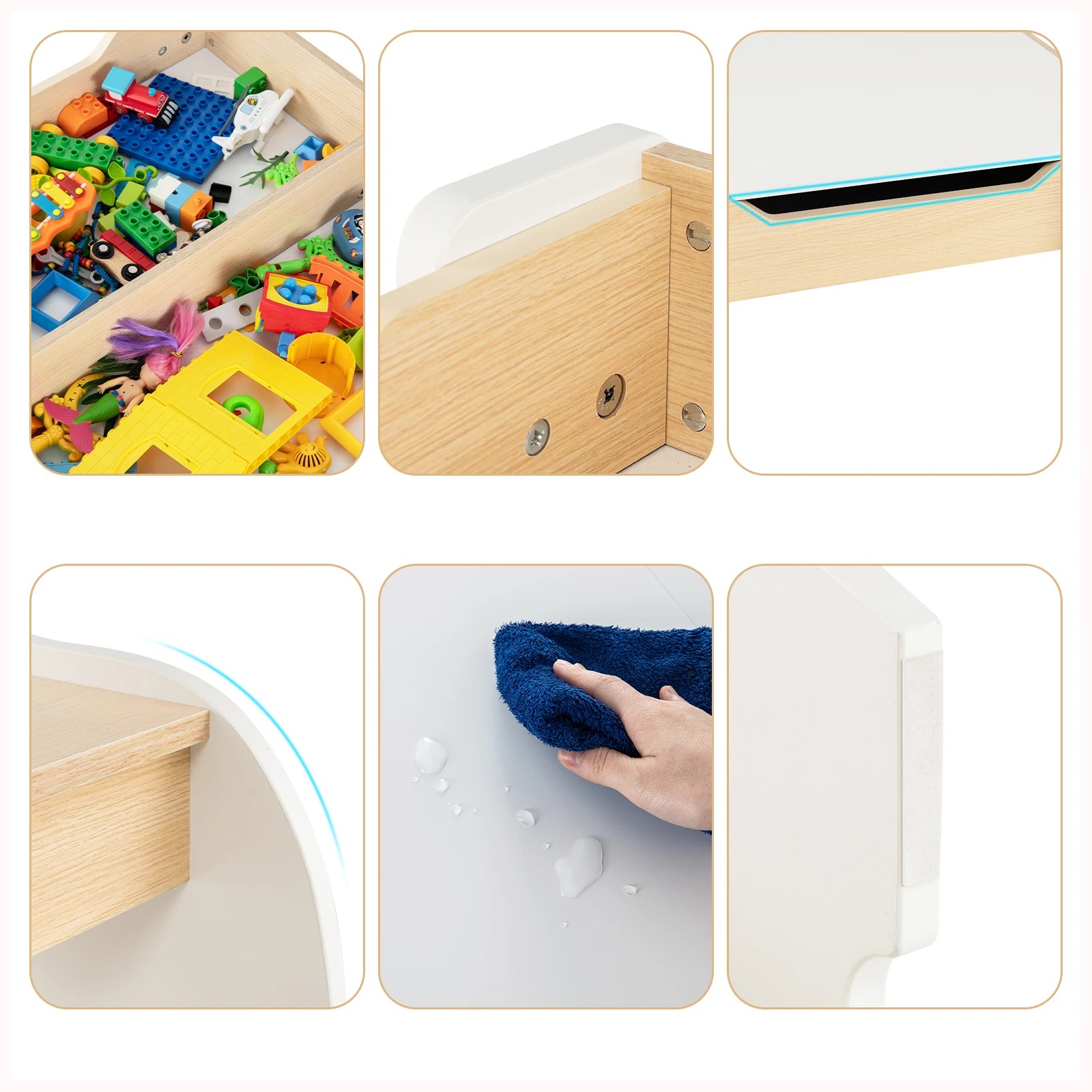 5 Costway 4-in-1 Kids Table Chair Set Wooden Activity Desk - White, 5 of 7