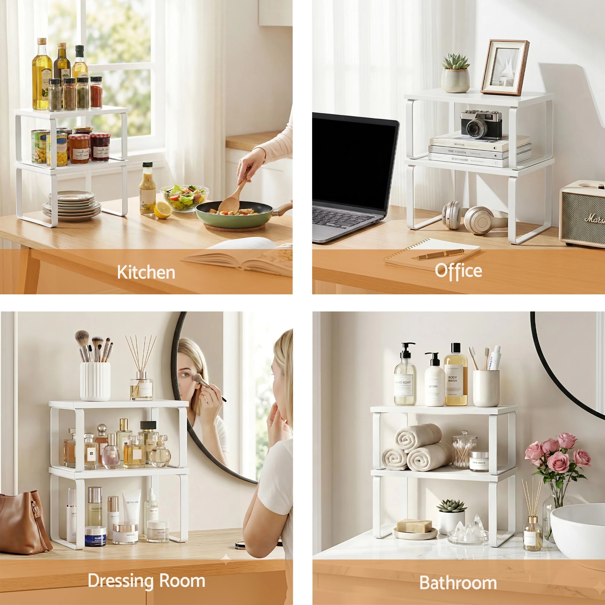 7 Cefito Kitchen Storage Shelves Rack Cupboard Cabinet Organiser Set of 2 - White, 7 of 9