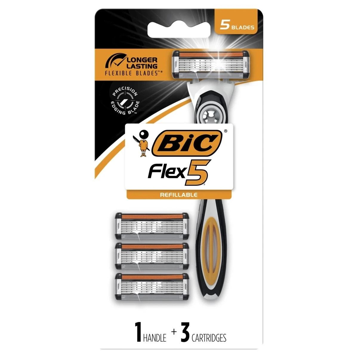 1 BIC Flex 5 Hybrid Men's 5-Blade Disposable Razor Shaving Kit - Blue, 1 of 9