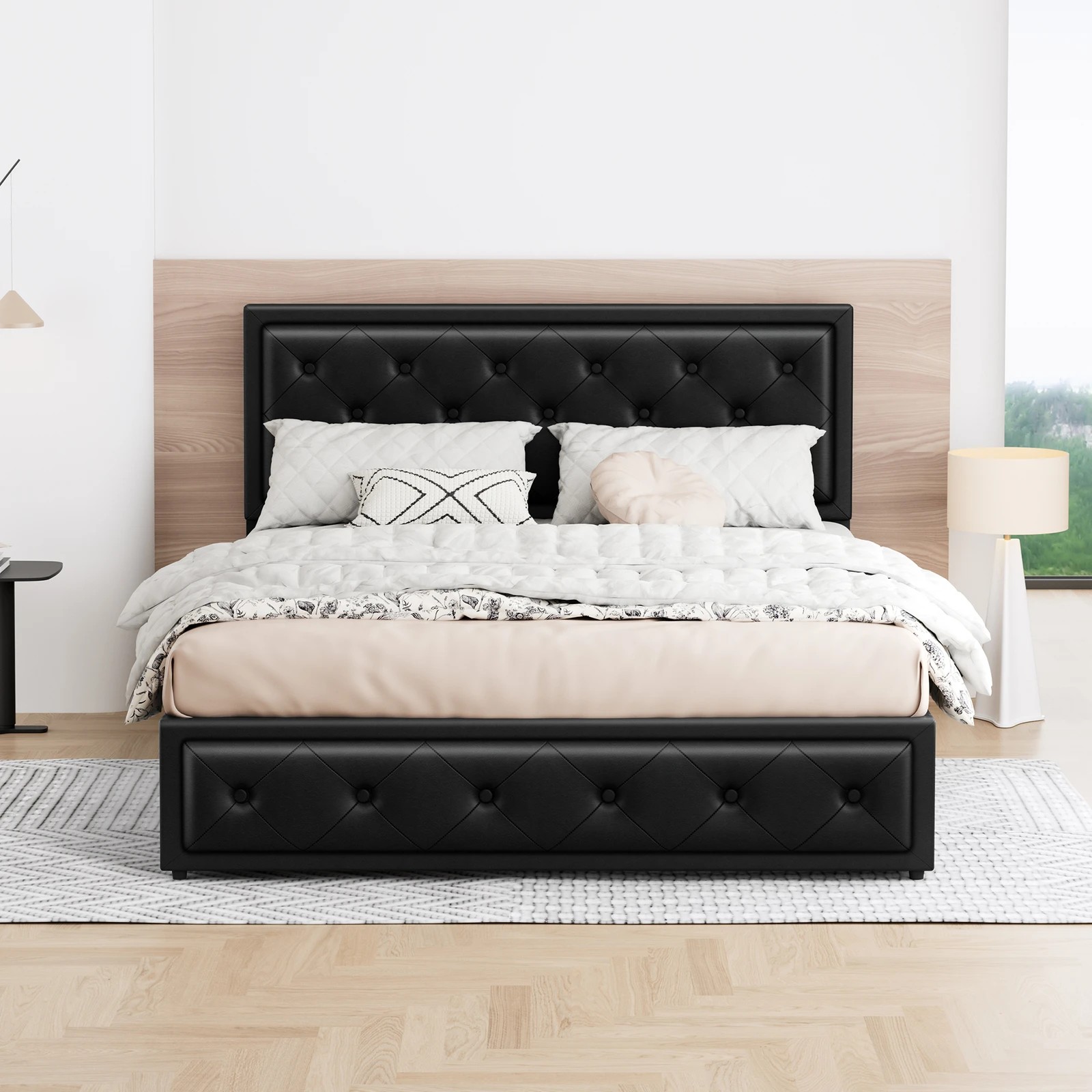 3 Alfordson Bed Frame Queen Size Gas Lift Storage Mattress Base Leather Dinana - Black, 3 of 10