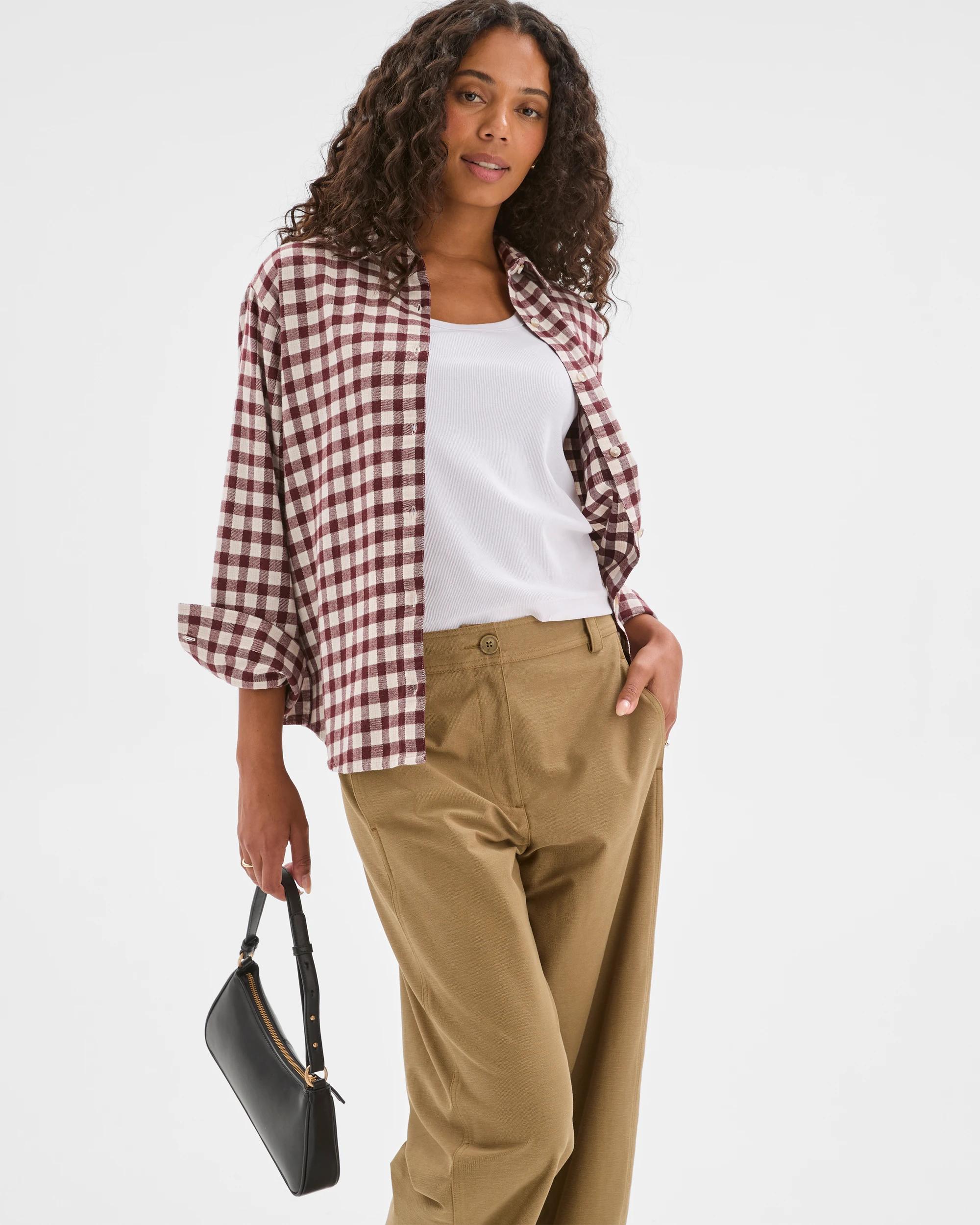 4 Target Woman Long Sleeve Check Shirt RED CHECK, 4 of 7