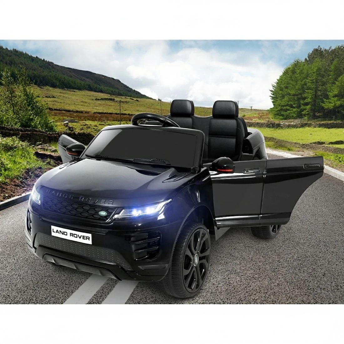 3 Kids Electric Ride On Car Land Rover Licensed Toy Cars Remote 12V Battery - Black, 3 of 5