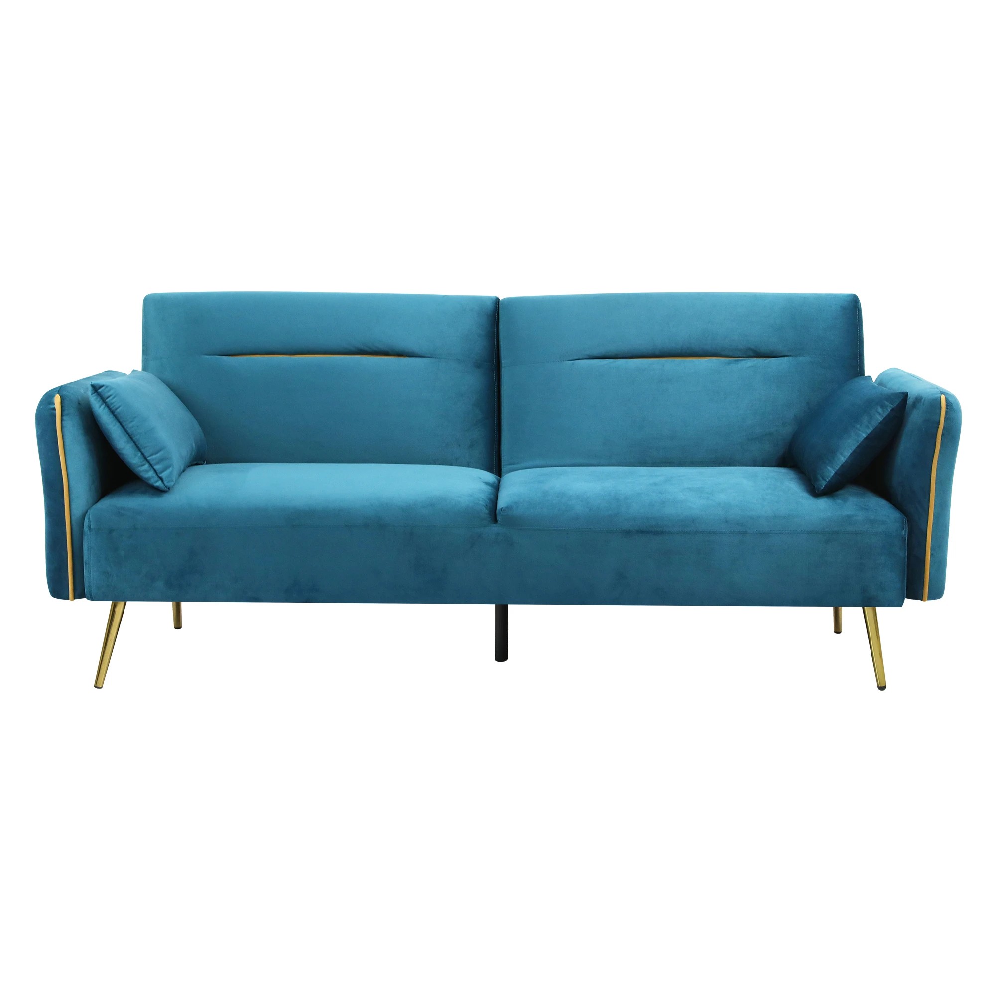2 Levede 3 Seater Velvet Sofa Bed Blue, 2 of 6