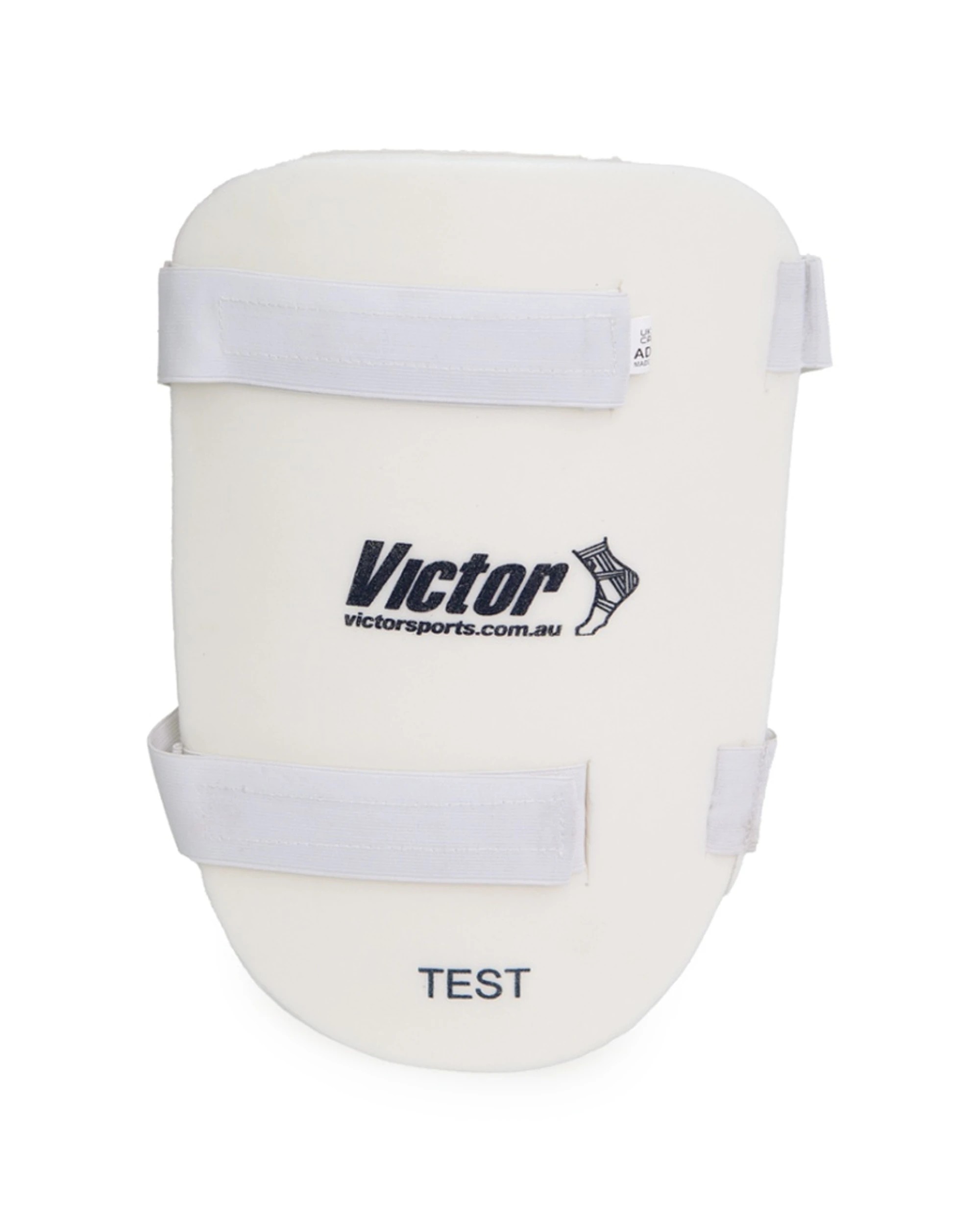 1 Victor Sports Cricket Thigh Guard Test Cotton Shell Soft Foam Junior - White, 1 of 2