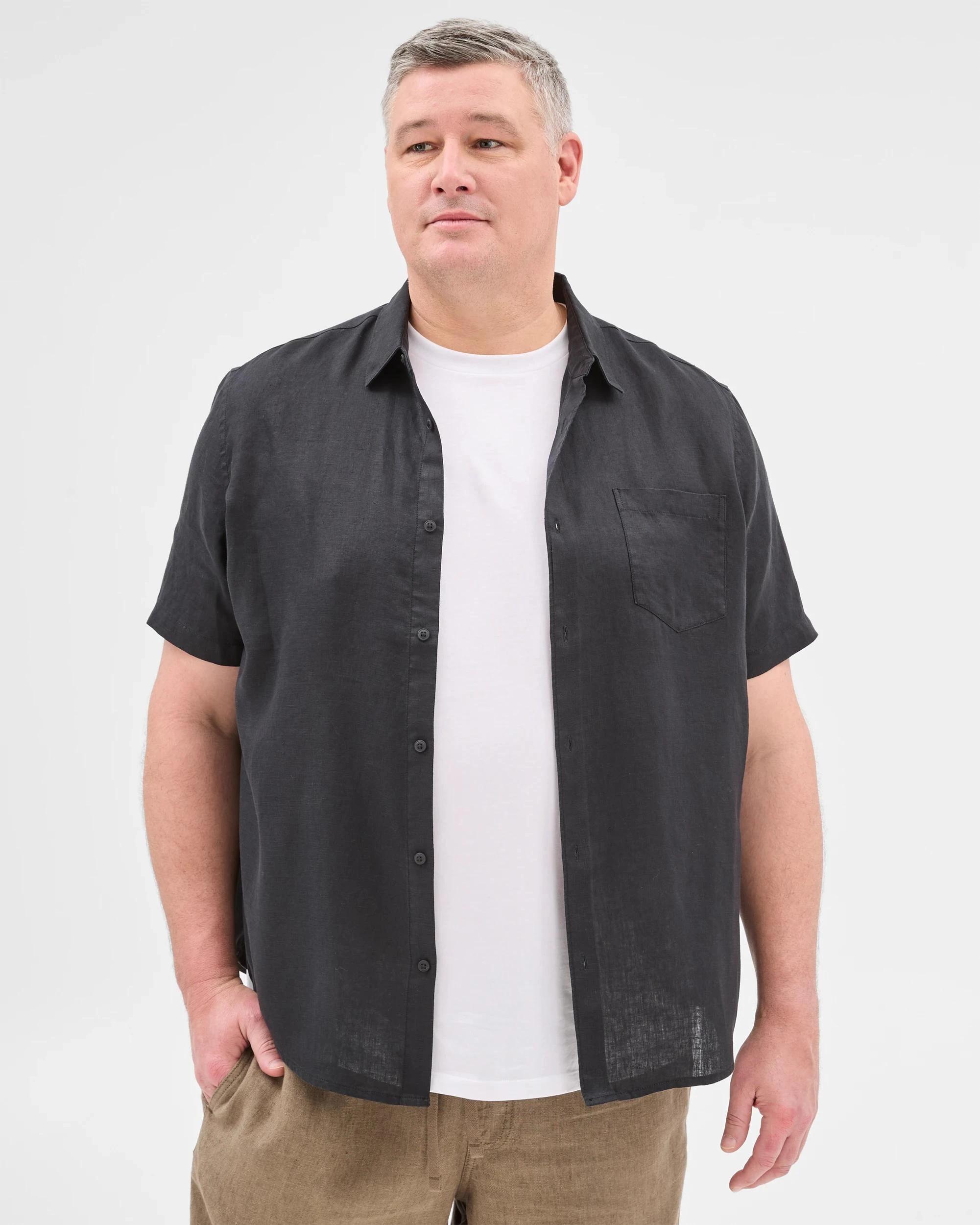 2 Target Man Plus Plus Size European Linen Shirt BLACK, 2 of 5