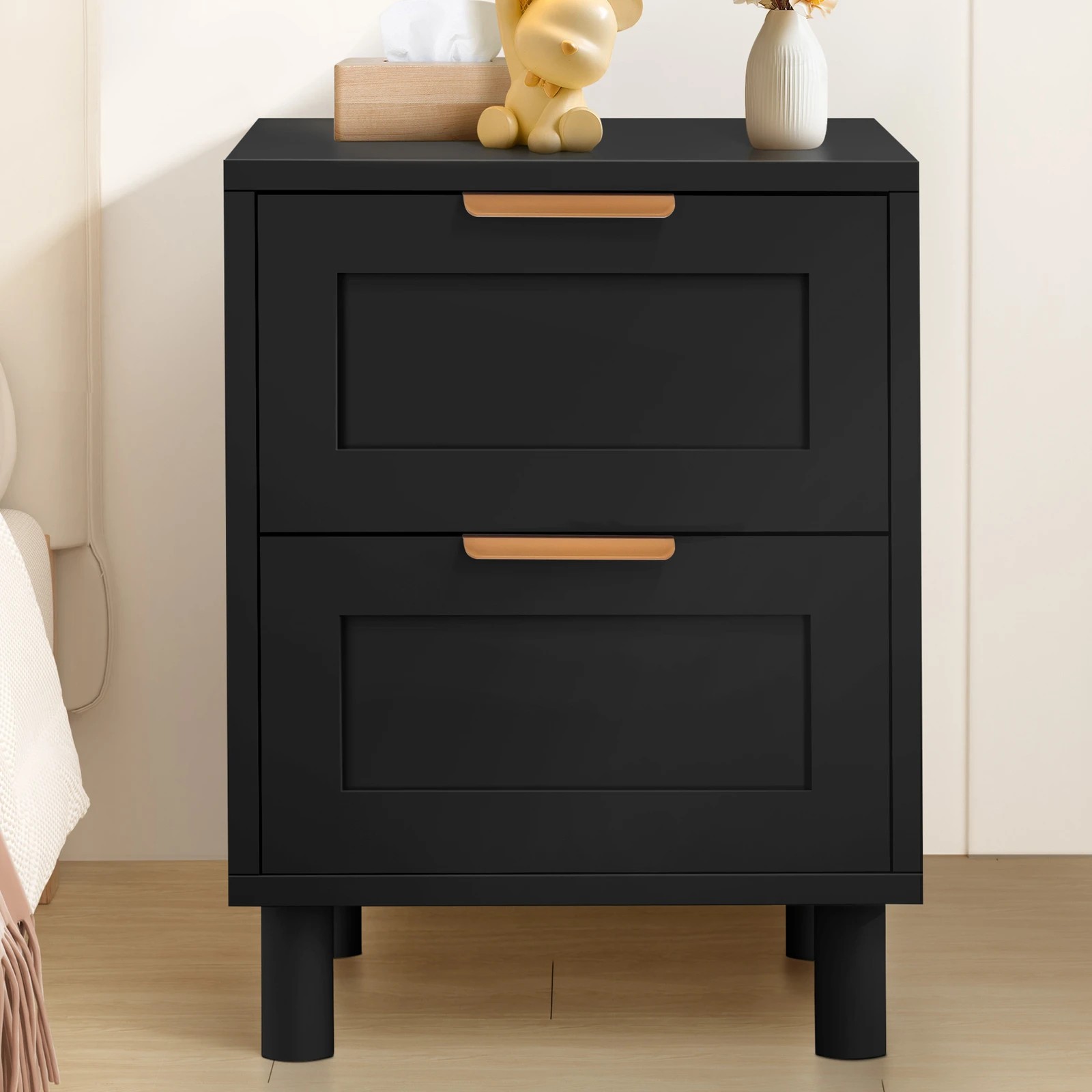 7 Alfordson 2x Bedside Table Side Storage Nightstand 2 Drawers Cabinet - Black, 7 of 10