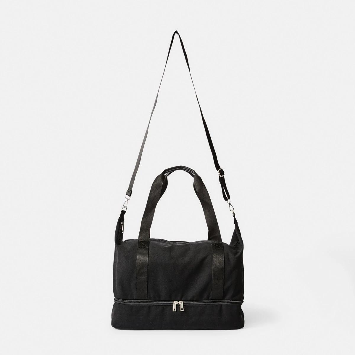 2 Woven Canvas Weekender Bag BLACK, 2 of 8