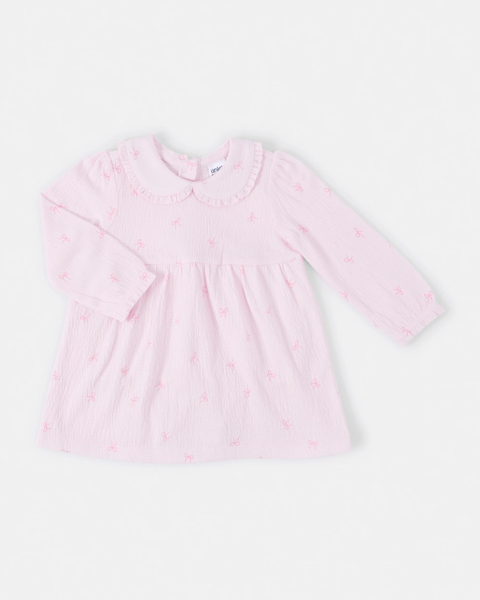 1 Long Sleeve Crinkle Bodysuit Dress Dtsy Bow, 1 of 4