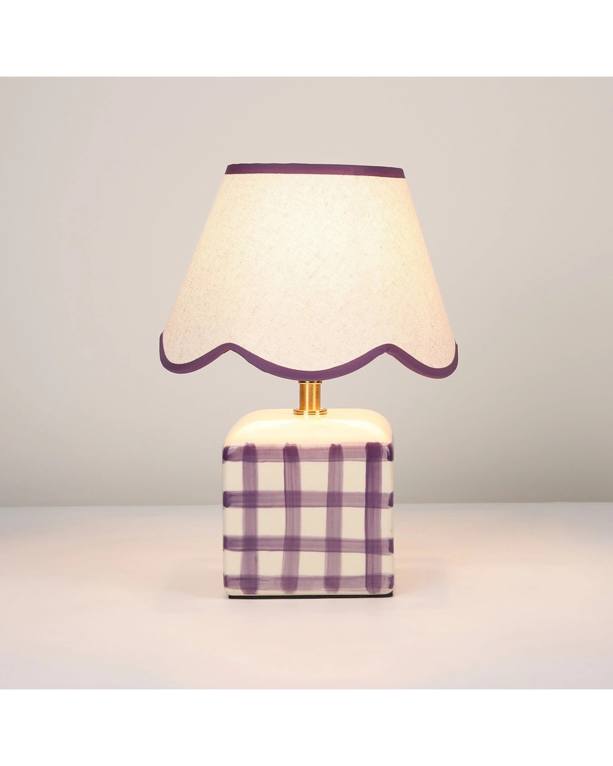 Lexi Lighting 2pc Romy Ceramic Table Lamp Set Checked - Purple - Kmart