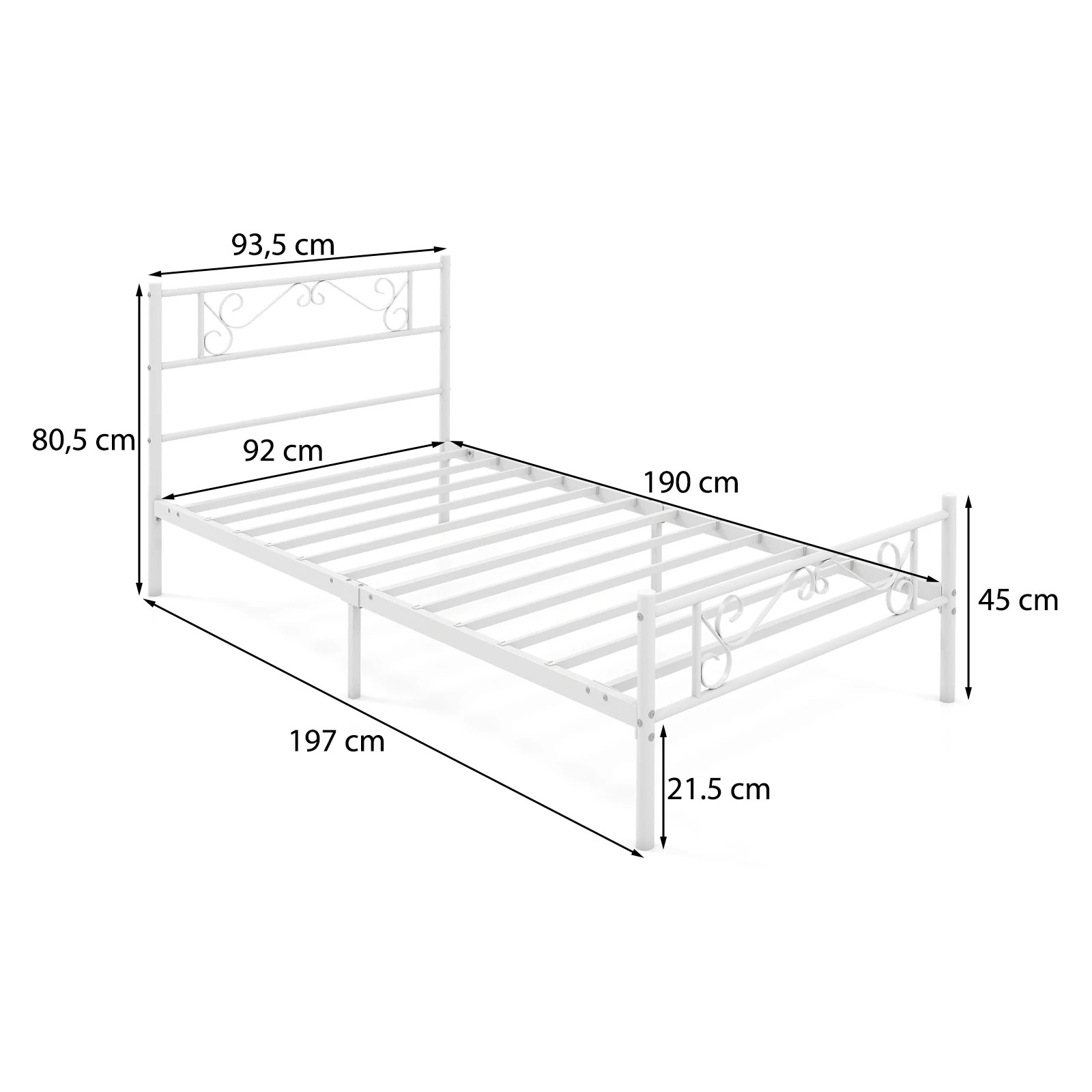 4 Costway Single Bed Frame Modern Platform Bed Metal Slat Mattress Foundation, 4 of 4