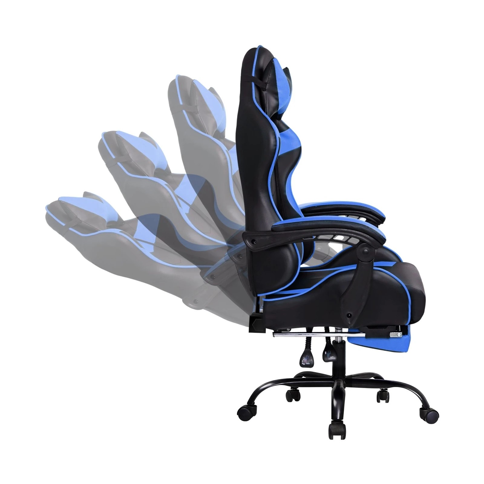 7 Alfordson Gaming Chair Office Executive Racing Footrest Seat PU Leather - Blue, 7 of 10