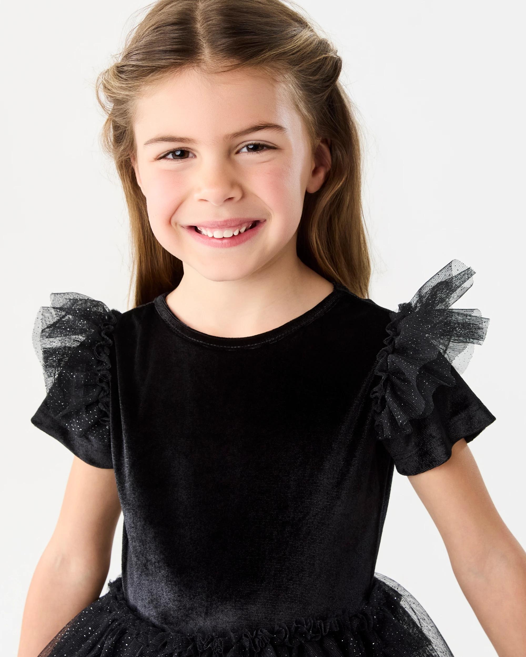 3 Short Sleeve Tutu Dress Black, 3 of 8