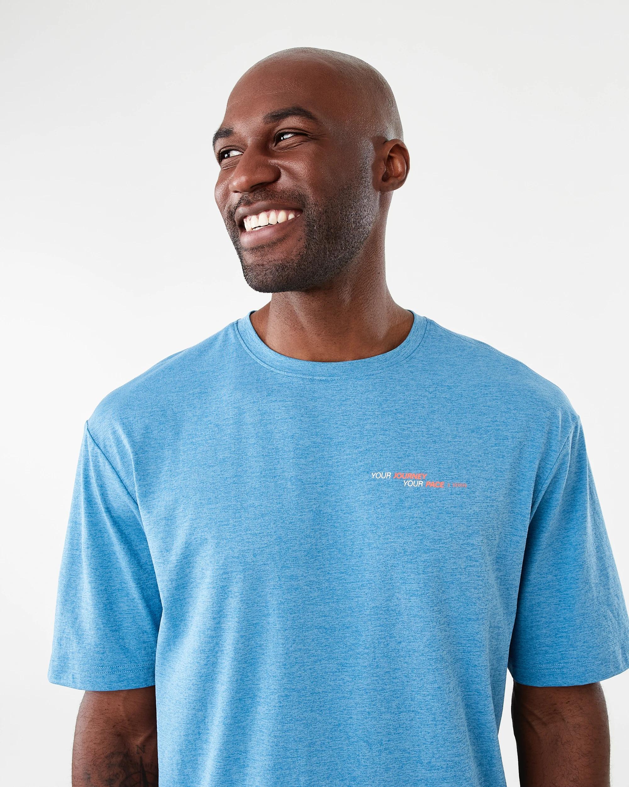 4 Active Mens Oversized Graphic T-shirt Blu Marble, 4 of 7