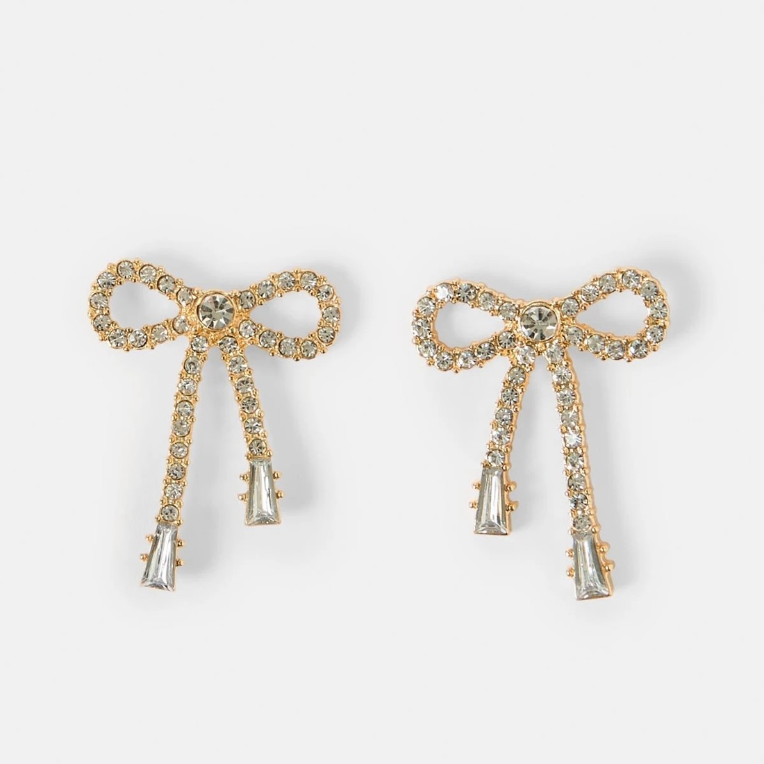 1 Diamante Bow Stud Earrings - Gold Tone, 1 of 5