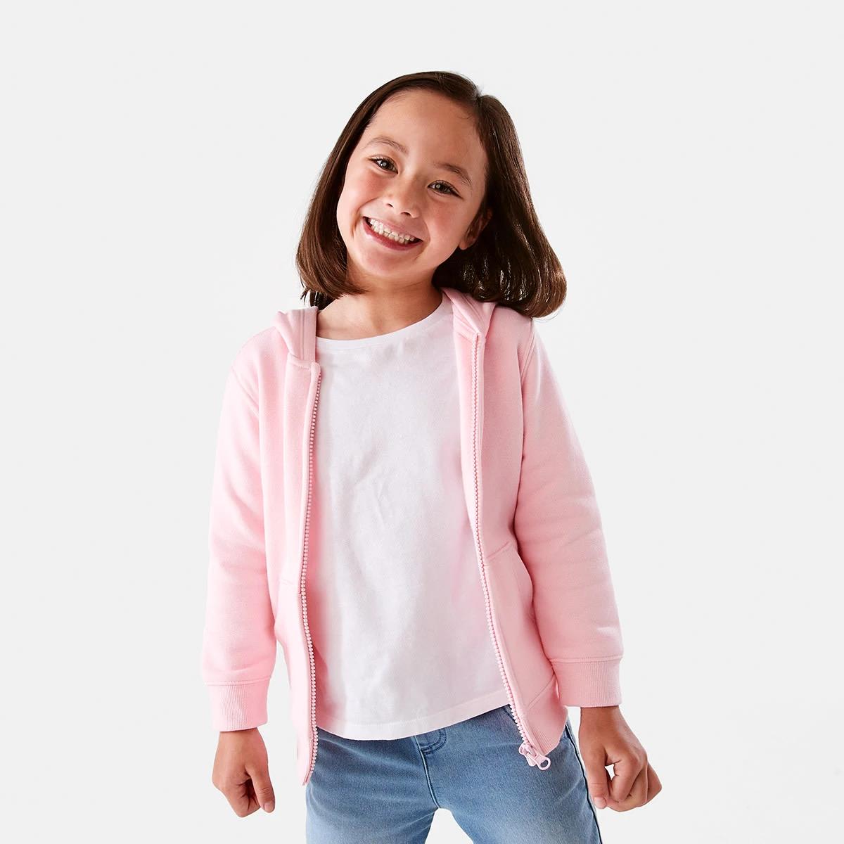 1 Plain Zip Through Hoodie Light Pink, 1 of 10