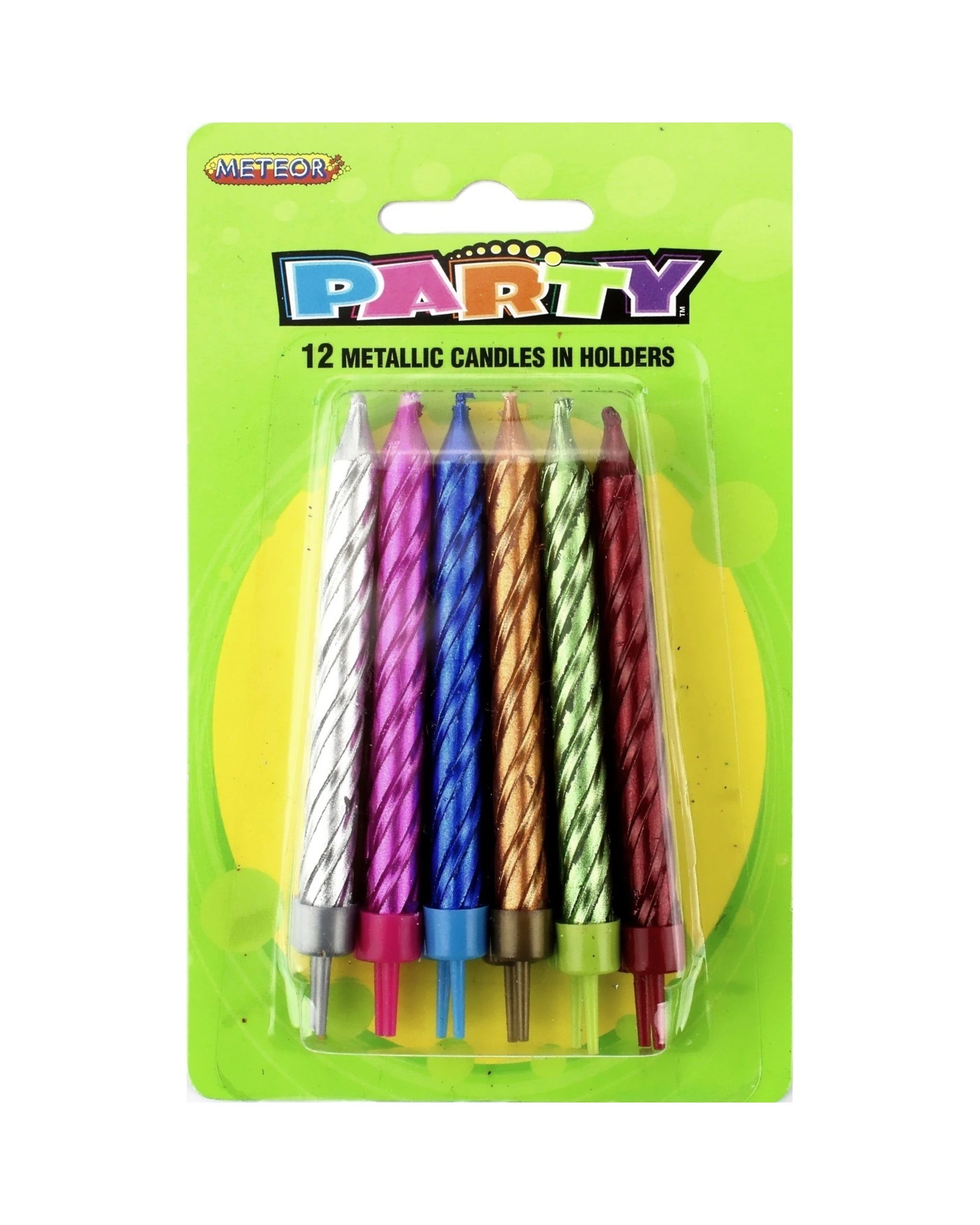 1 Meteor Coloured Spiral Candles Pack of 12 - Metallic, 1 of 1