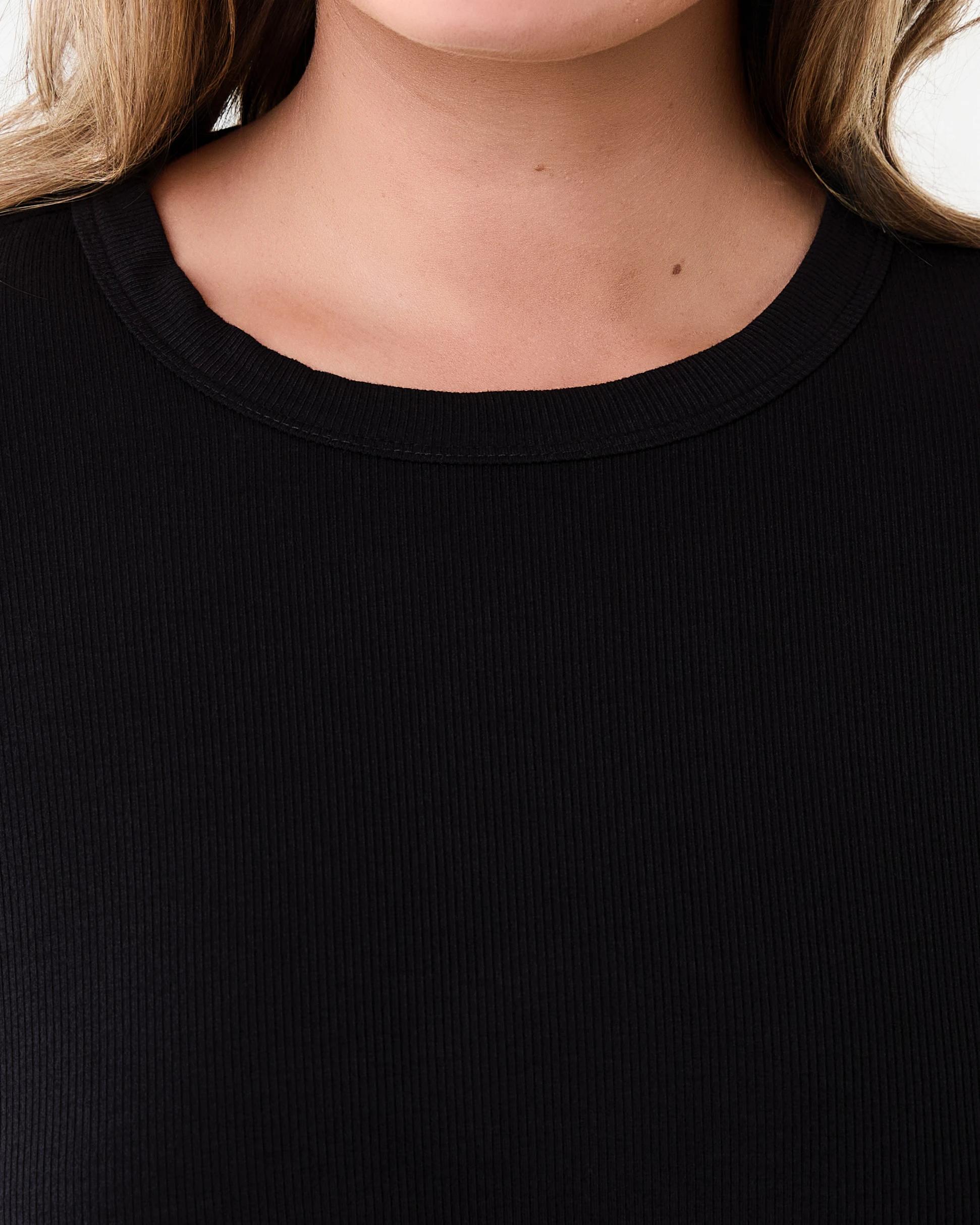 5 Rib Lace Trim Top Black, 5 of 6