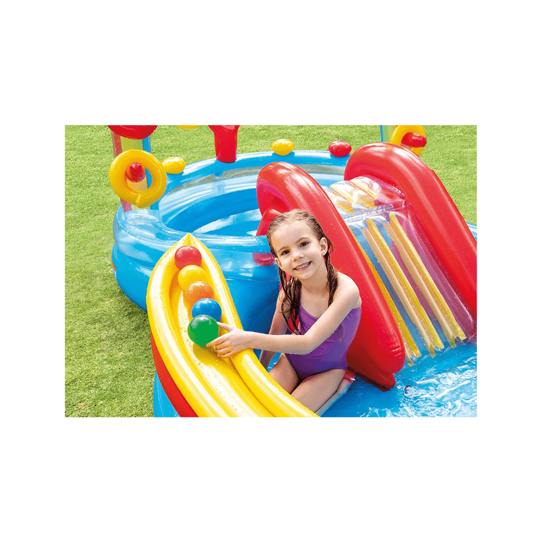 7 Intex Rainbow Ring Play Centre Water Slide Inflatable Pool Water Games - Multi, 7 of 7