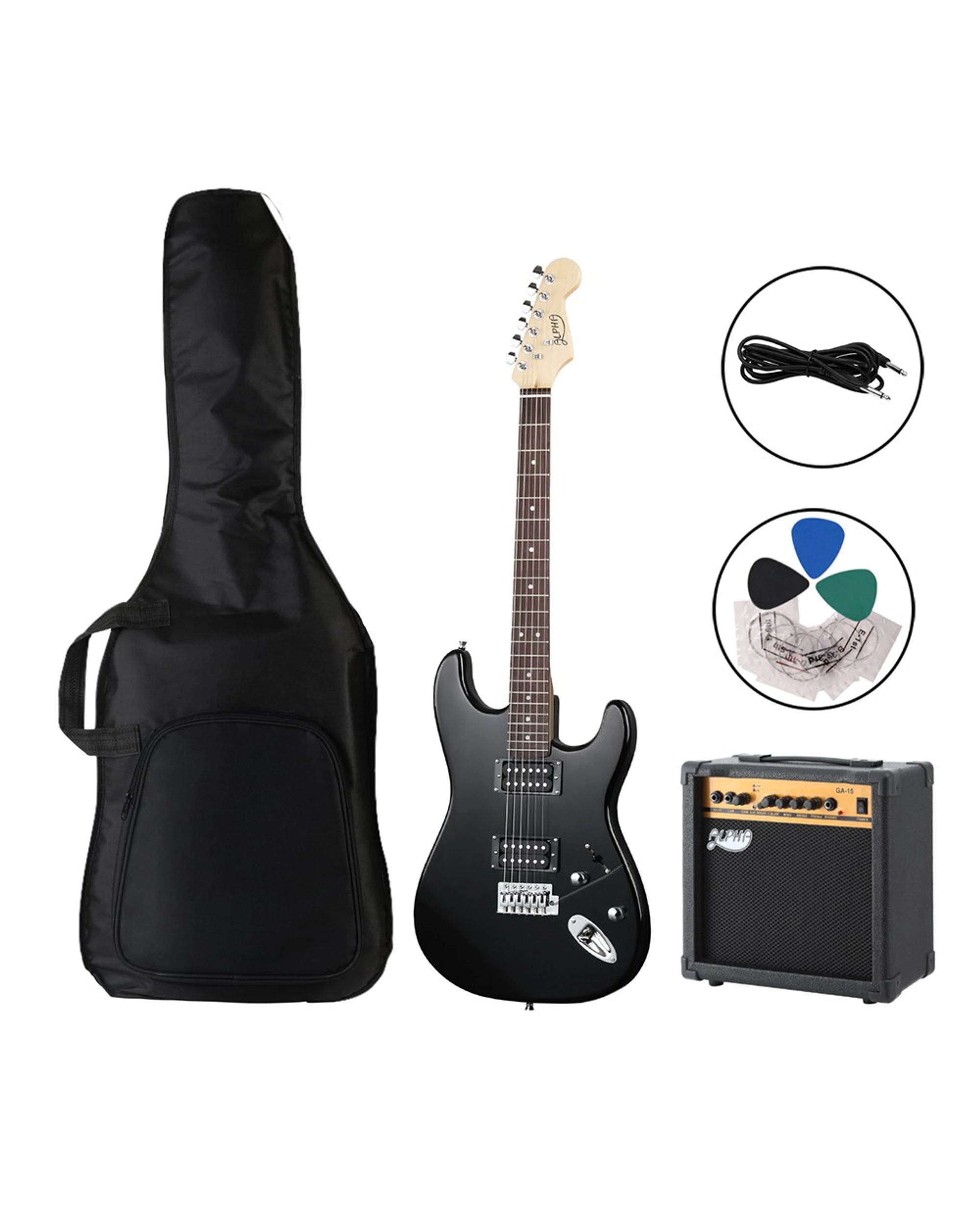 1 Alpha Electric Guitar Music String Instrument 20W Amplifier - Black, 1 of 6