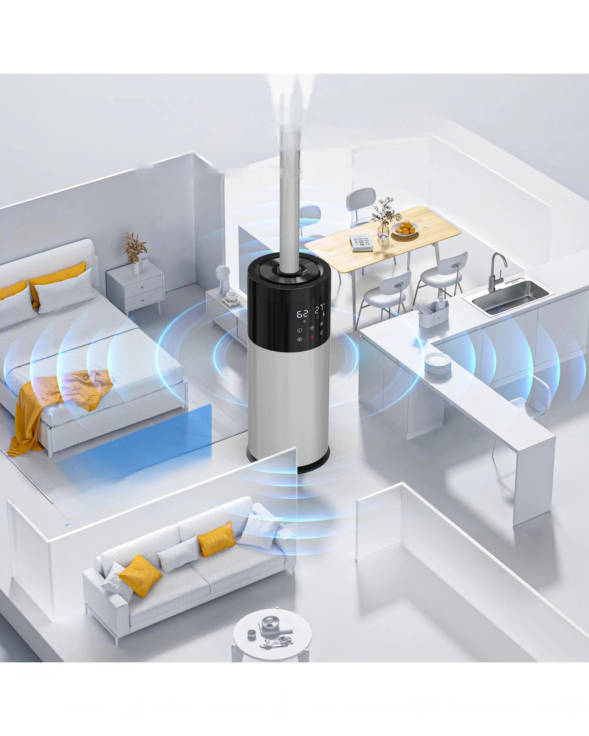 2 Advwin 13l Humidifier For Large Room, Smart Cool And Warm Mist Humidifiers With Top-fill, Night Light, Sleep Mode, 2 of 8