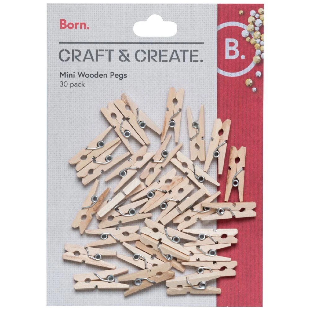 1 Born Mini Wooden Pegs 30 Pack, 1 of 2