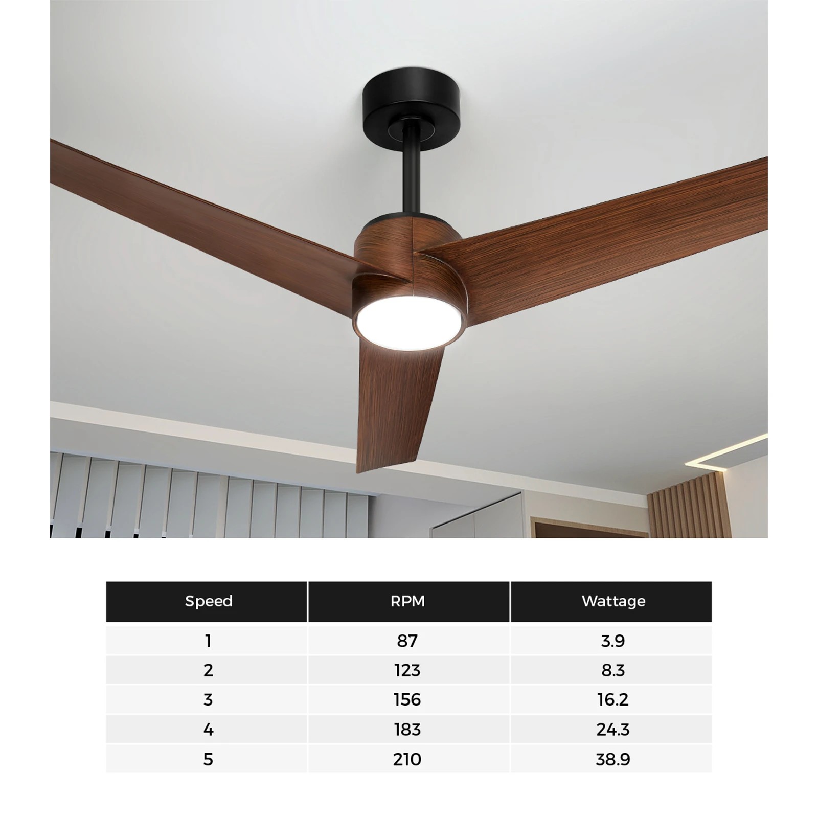 5 Vevare 132cm DC Ceiling Fan with LED Light 5 Speed, 5 of 10