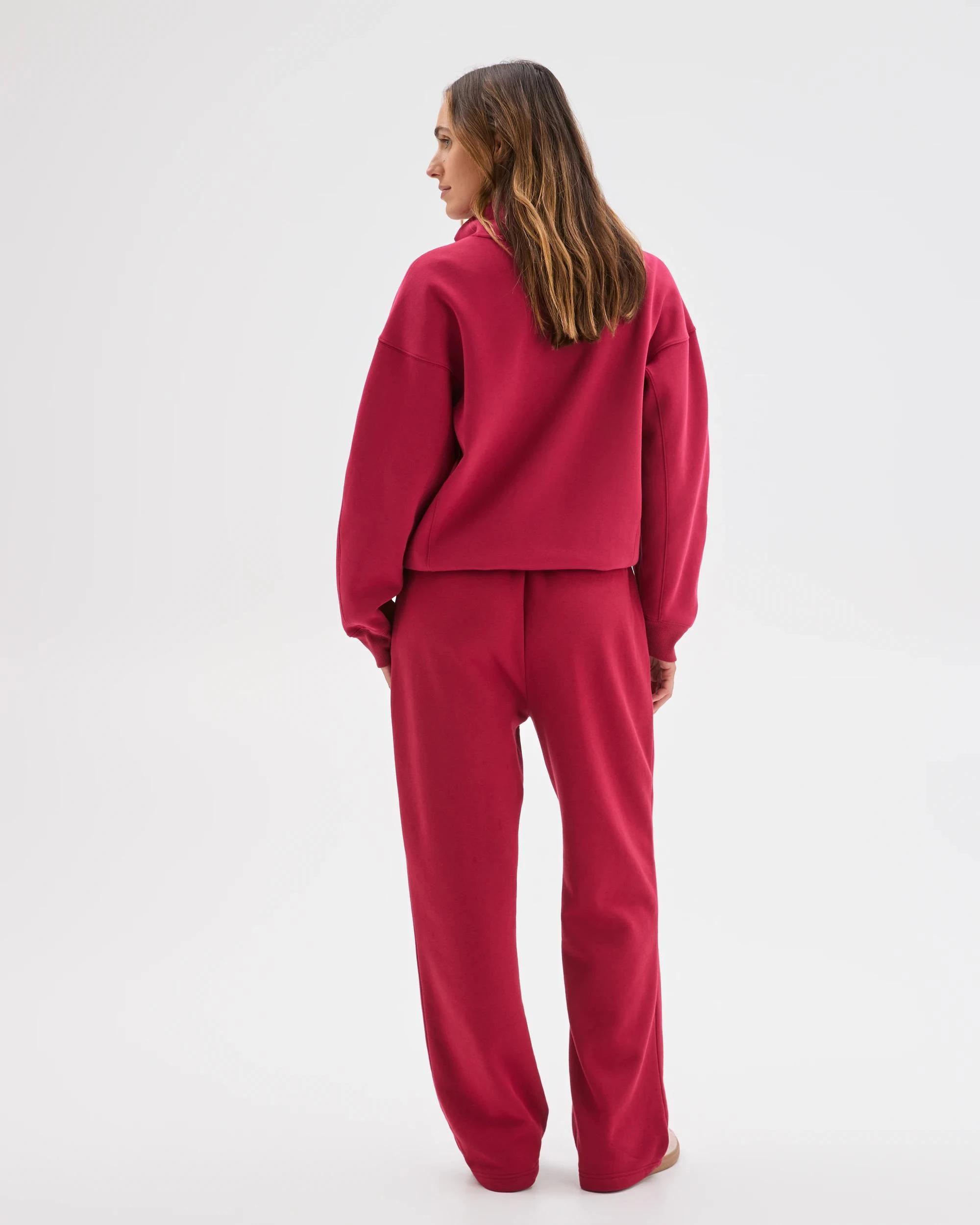 4 Target Active Australian Cotton Blend Straight Leg Fleece Trackpants DARK RED, 4 of 6