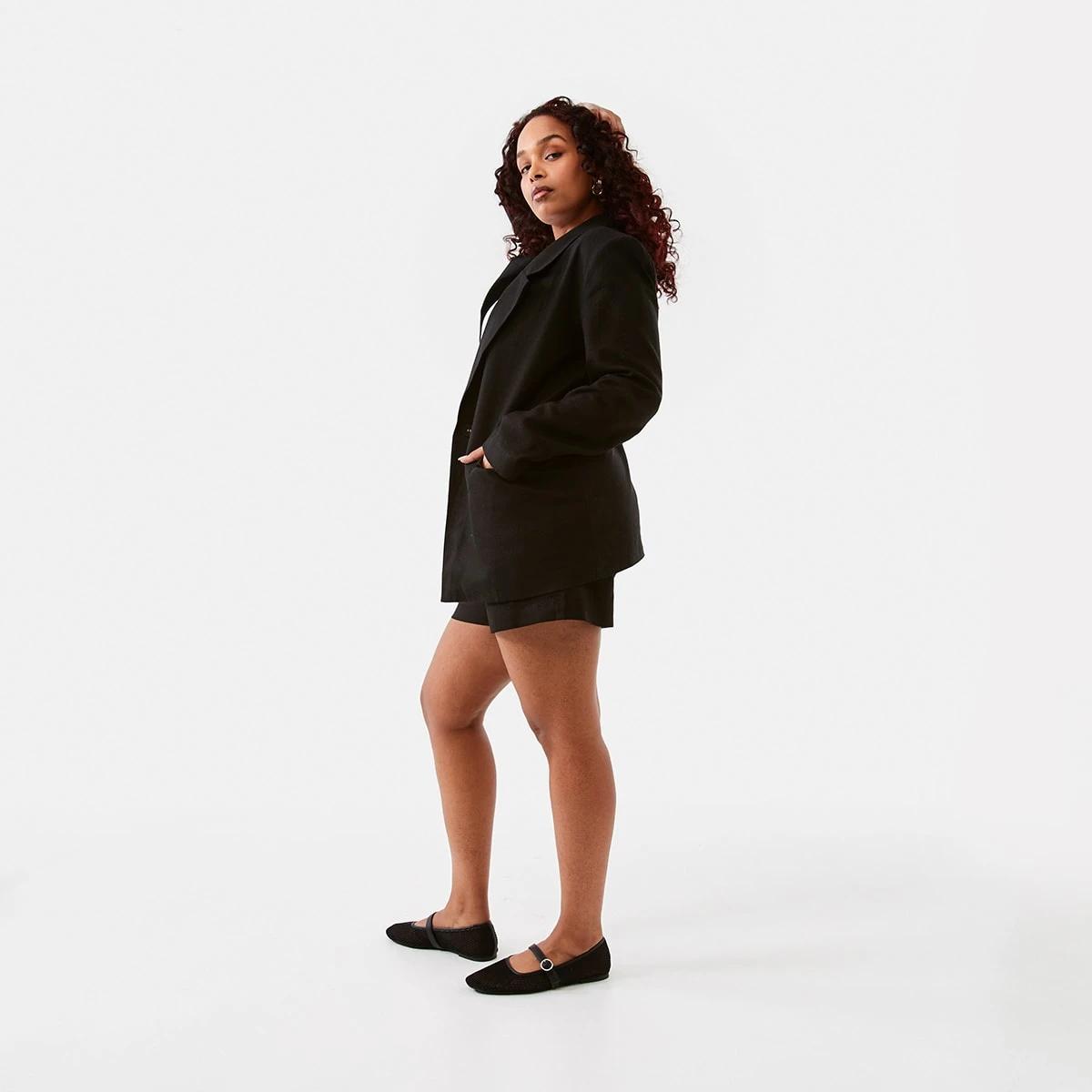 4 Linen Blend Blazer Black, 4 of 9