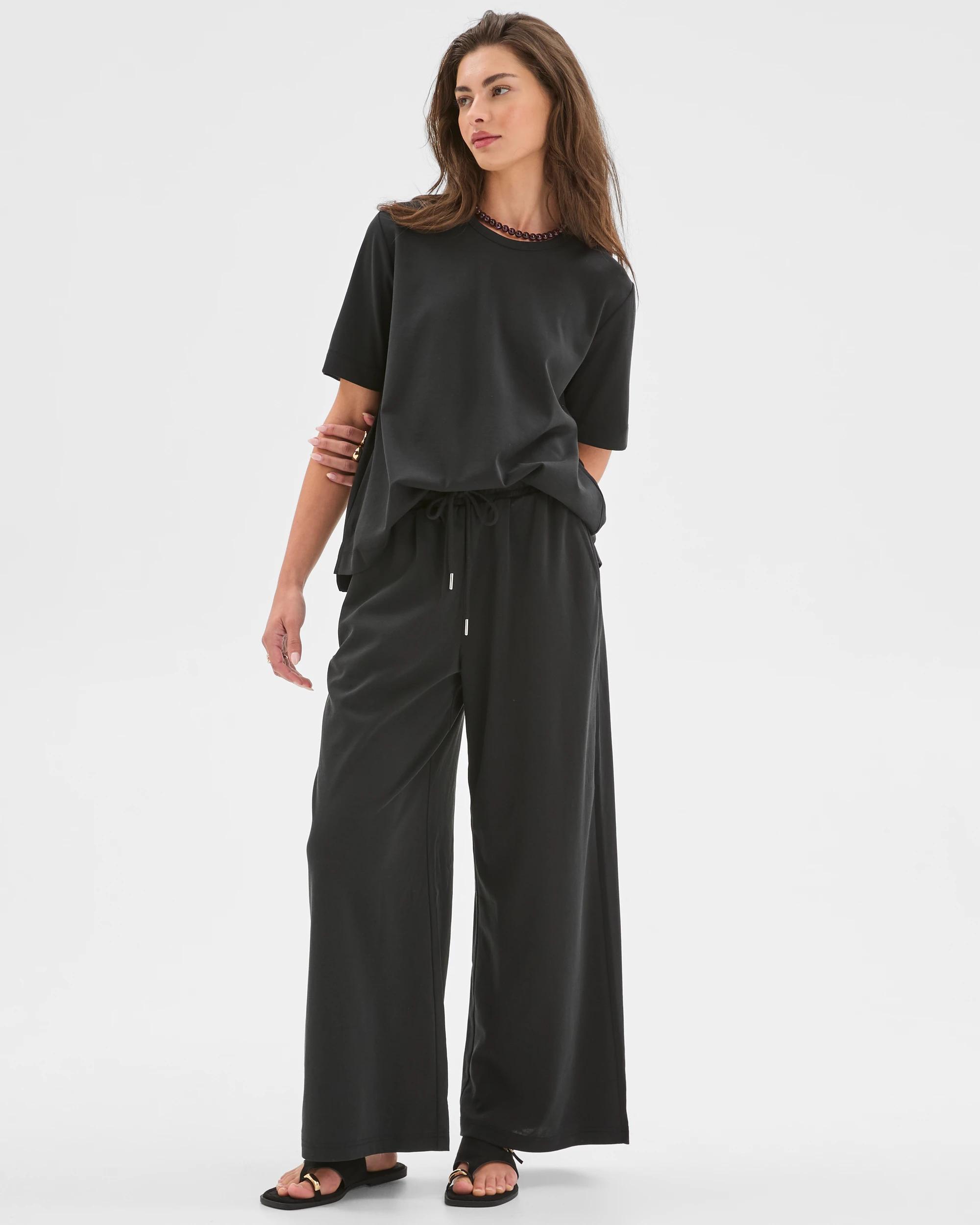 1 Target Petites Relaxed Drape Pants WASHED BLACK, 1 of 7