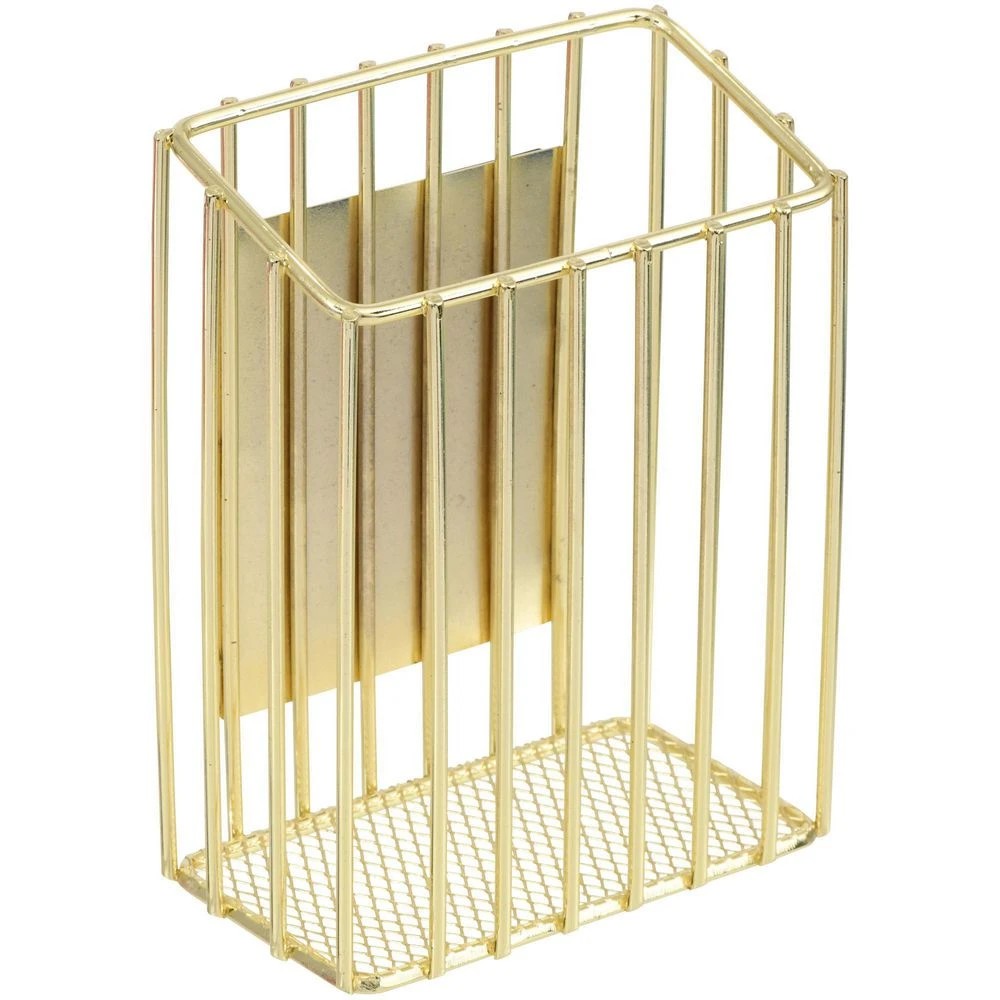 3 Otto Small Magnetic Storage Basket Gold Wire, 3 of 4
