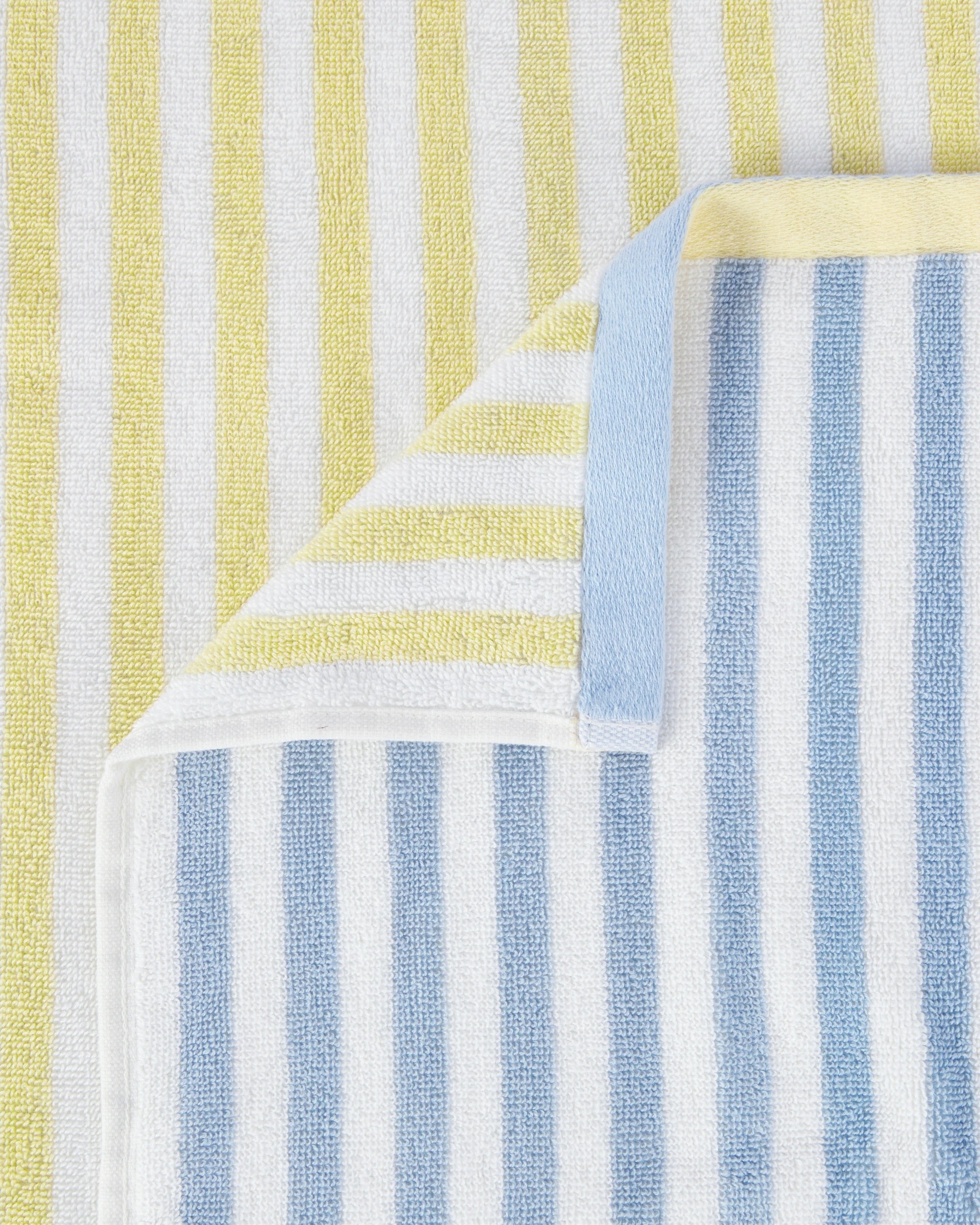 2 Reversible Stripe Cotton Bath Towel - Blue and Yellow, 2 of 5