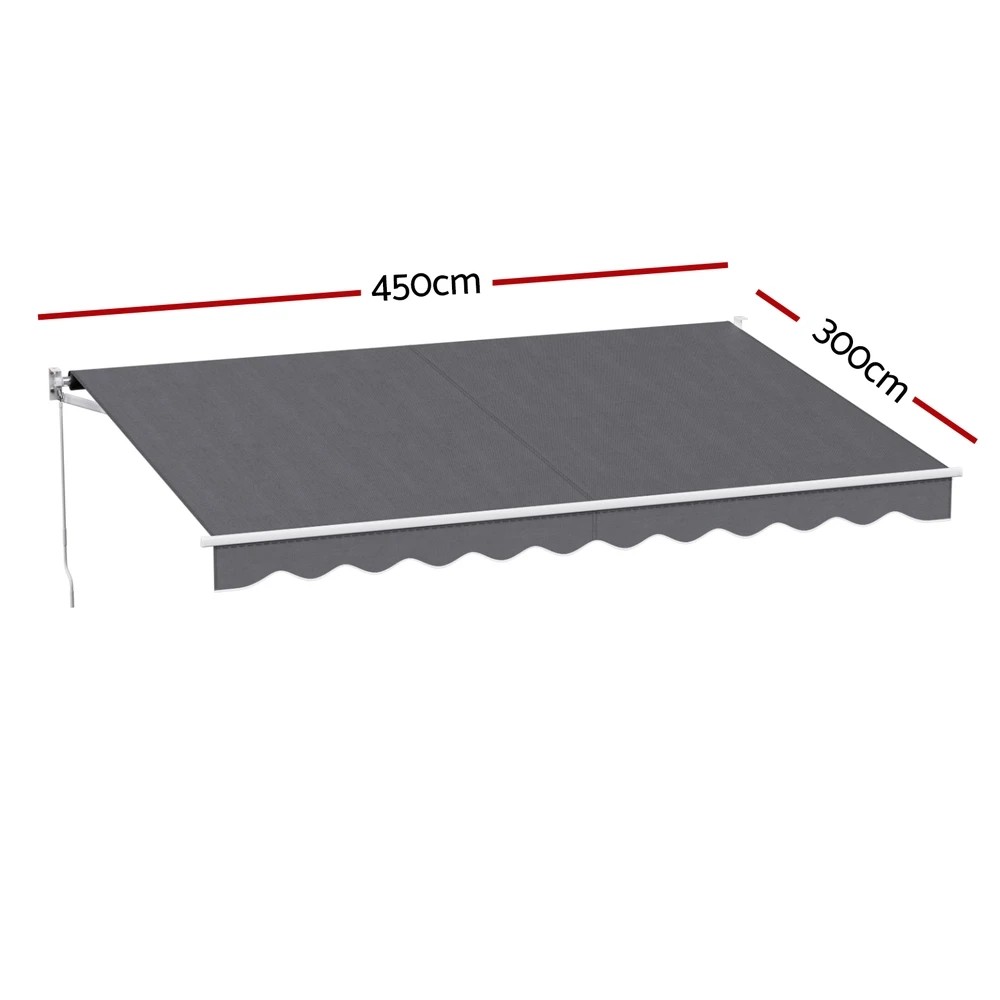 2 Instahut Retractable Folding Arm Awning Motorised Sunshade 4.5Mx3M - Grey, 2 of 6