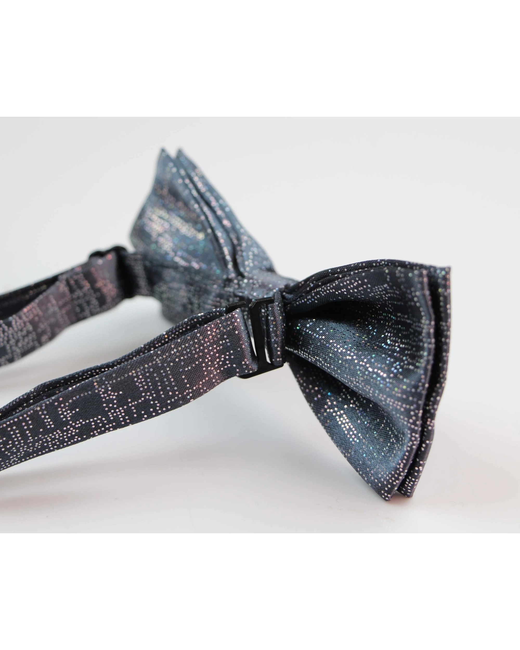 2 Zasel Mens Charcoal Sparkly Glitter Patterned Bow Tie, 2 of 2