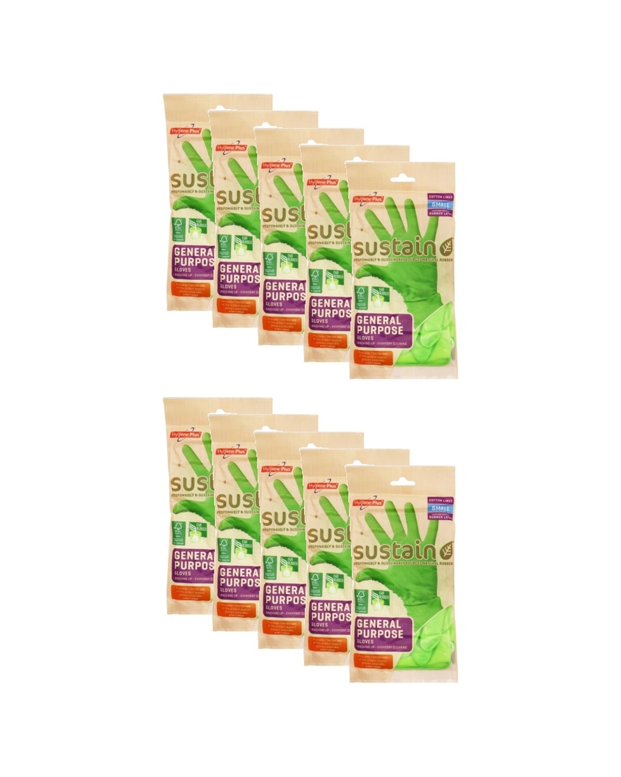 1 Hygiene Plus 10x 10pc Gloves Sustain General Purpose Household Small - Multi, 1 of 3