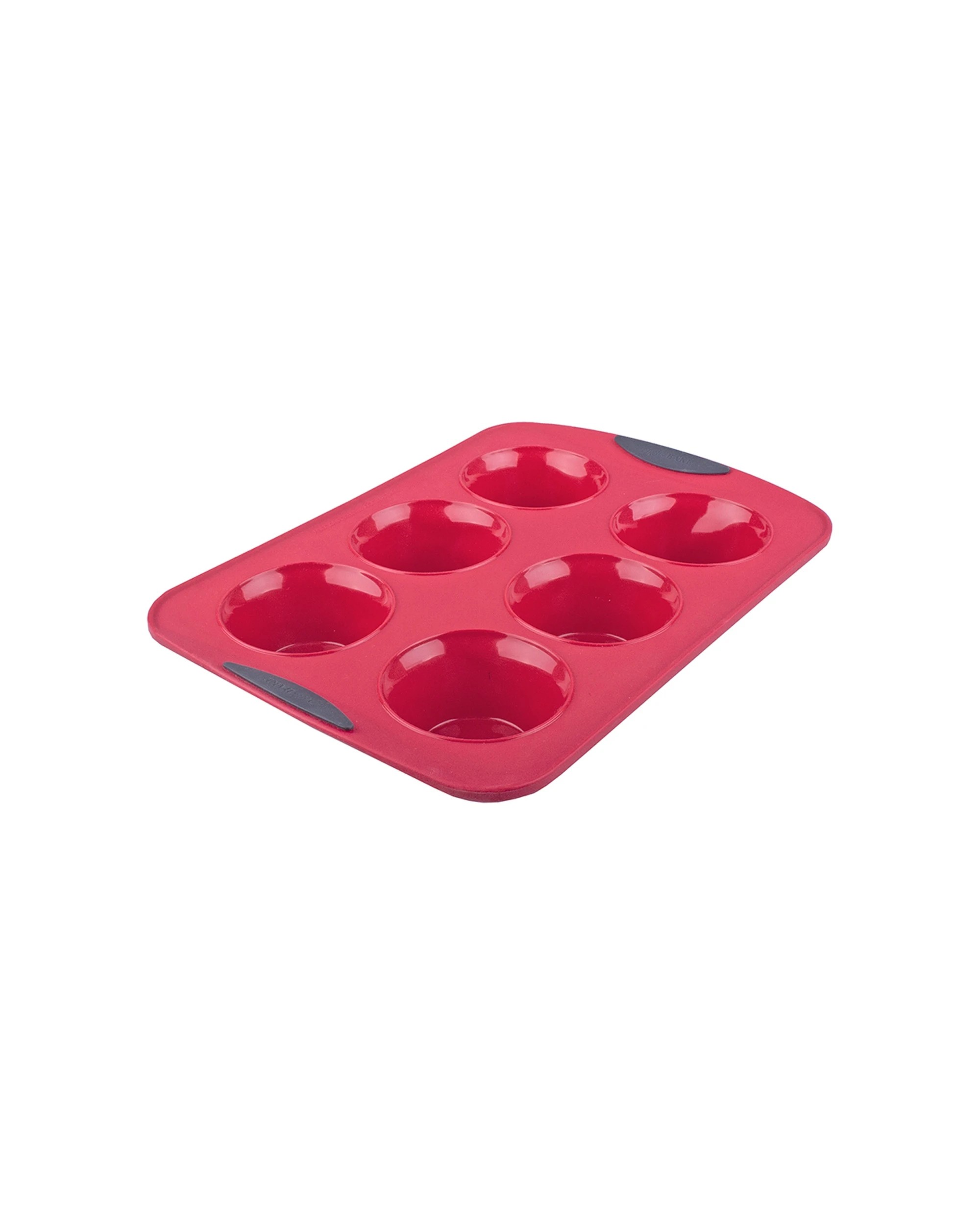 1 Daily Bake Silicone 6 Cup Jumbo Muffin Pan Non-stick With Reinforced Frame - Red, 1 of 3