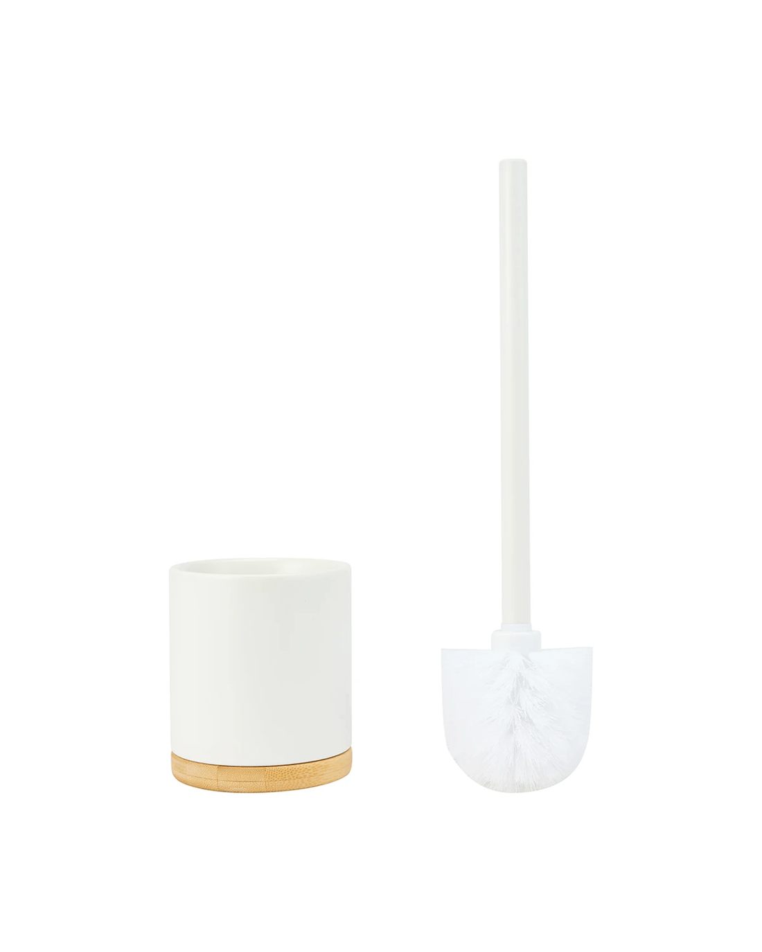 1 White and Bamboo Toilet Brush, 1 of 9