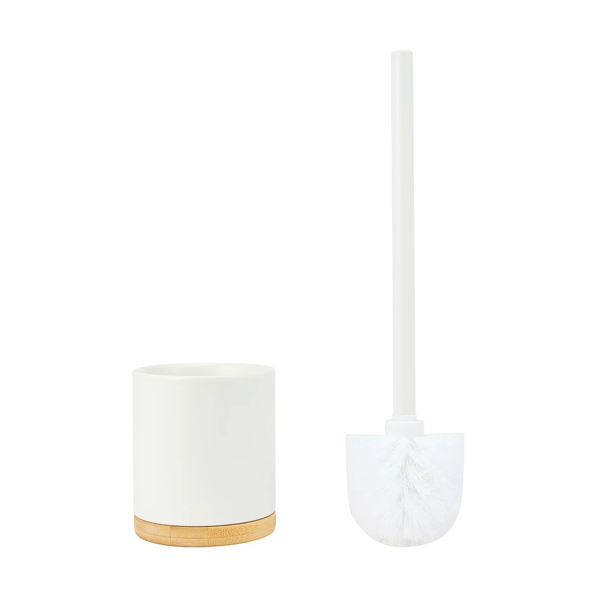 1 White and Bamboo Toilet Brush, 1 of 9