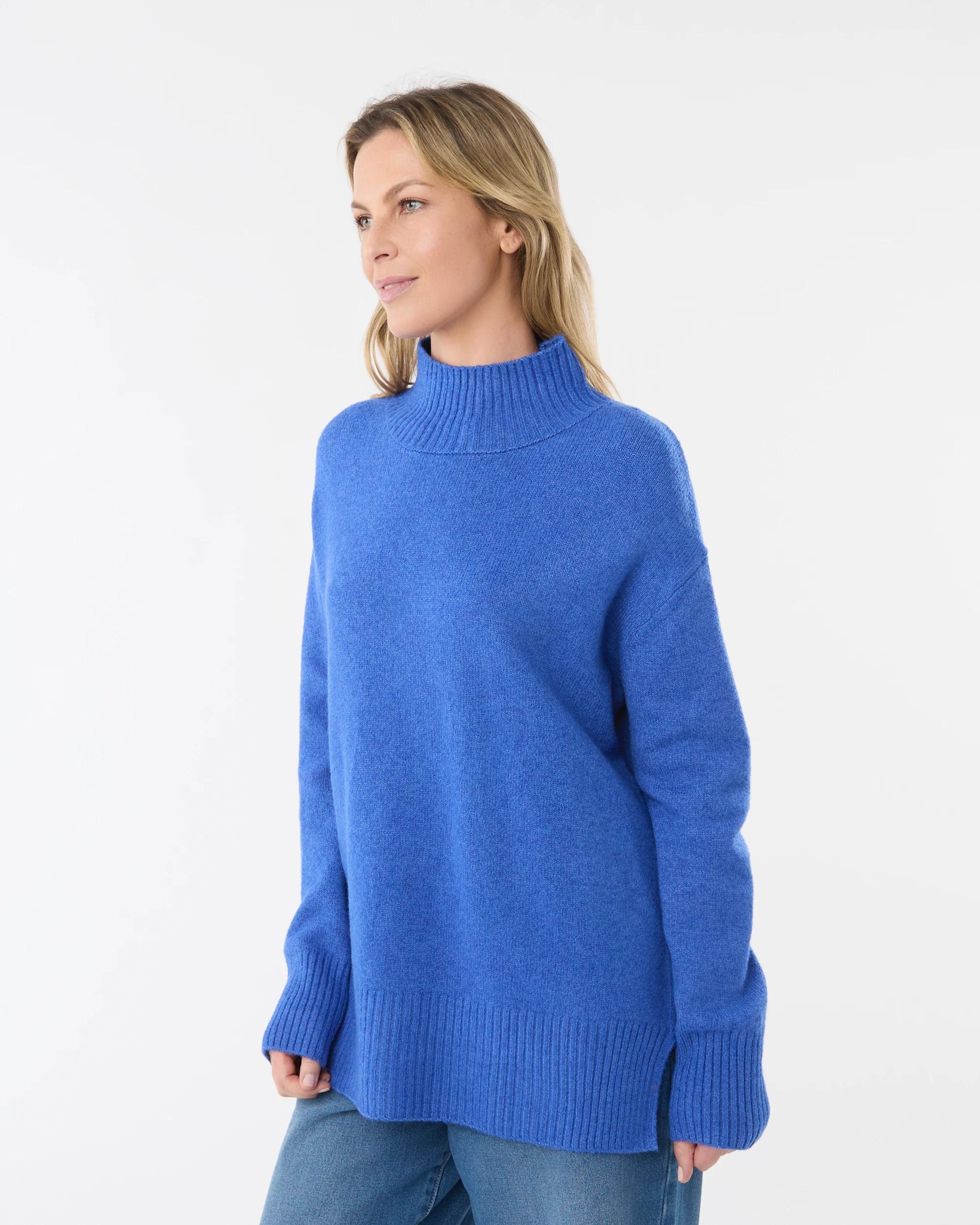 2 Funnel Split Hem Jumper Maj Blu, 2 of 6
