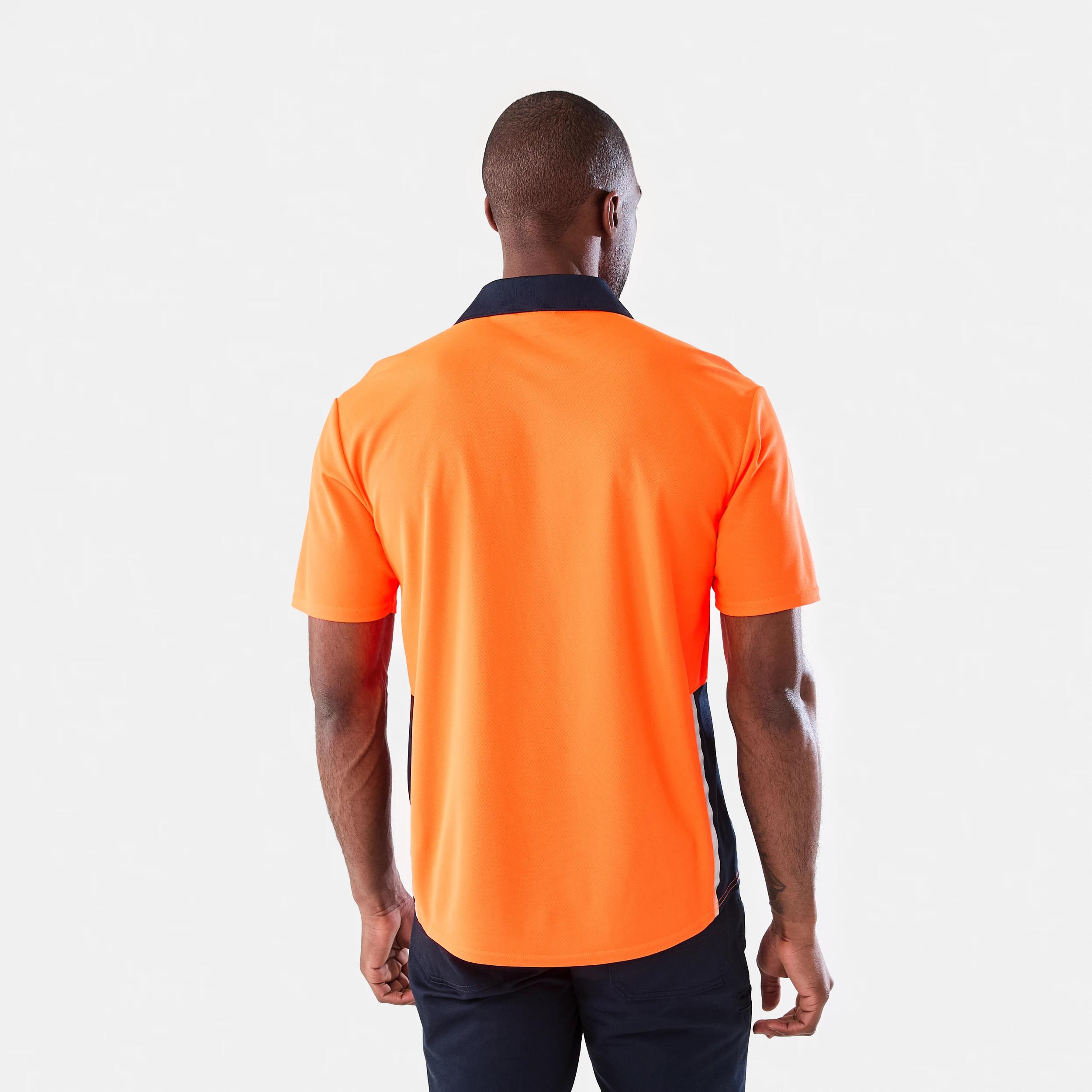 3 Workwear Short Sleeve Hi-Visibility Cool Polo Shirt SAFETY ORANGE, 3 of 8