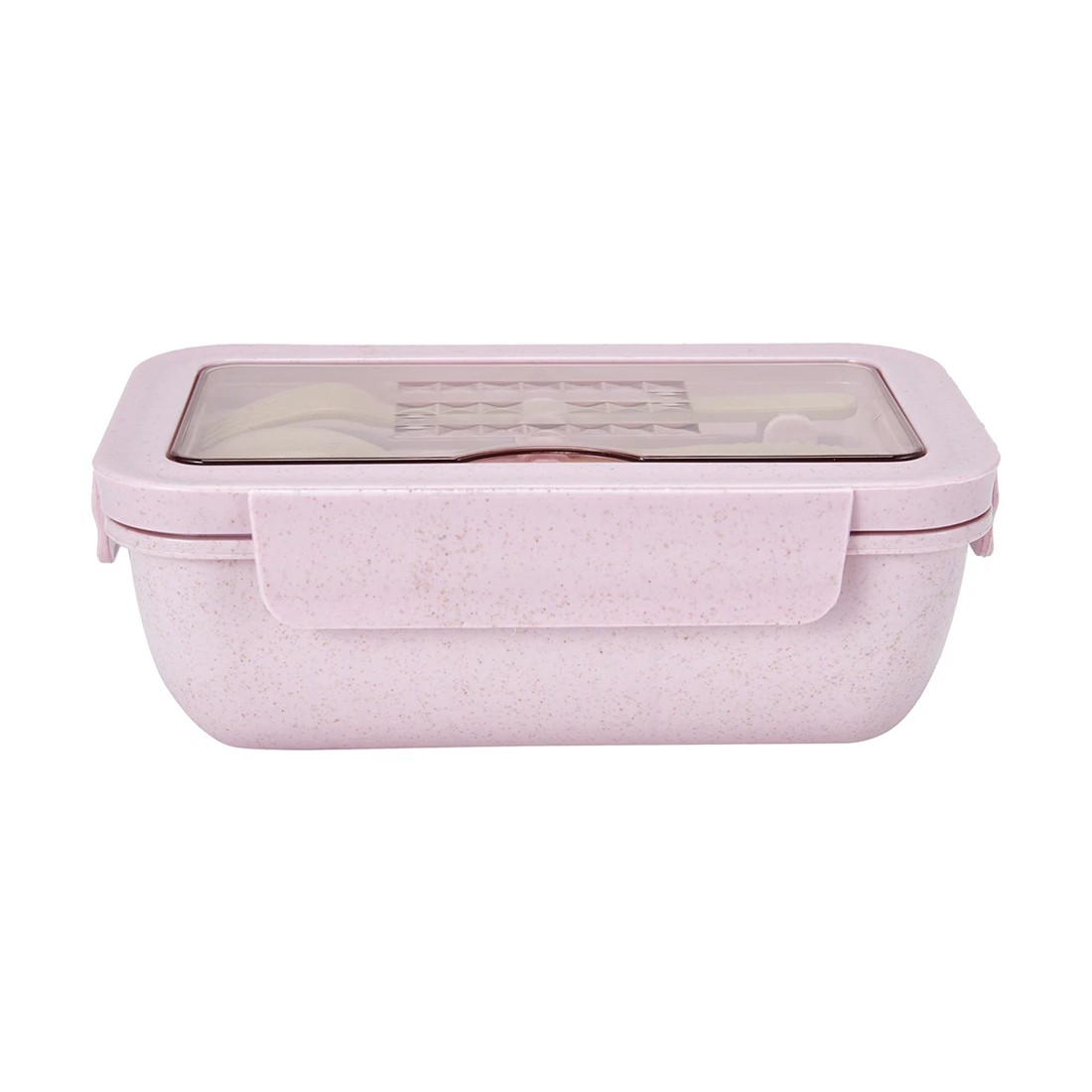 2 Pink Wheat Straw Lunch Box with Cutlery, 2 of 5