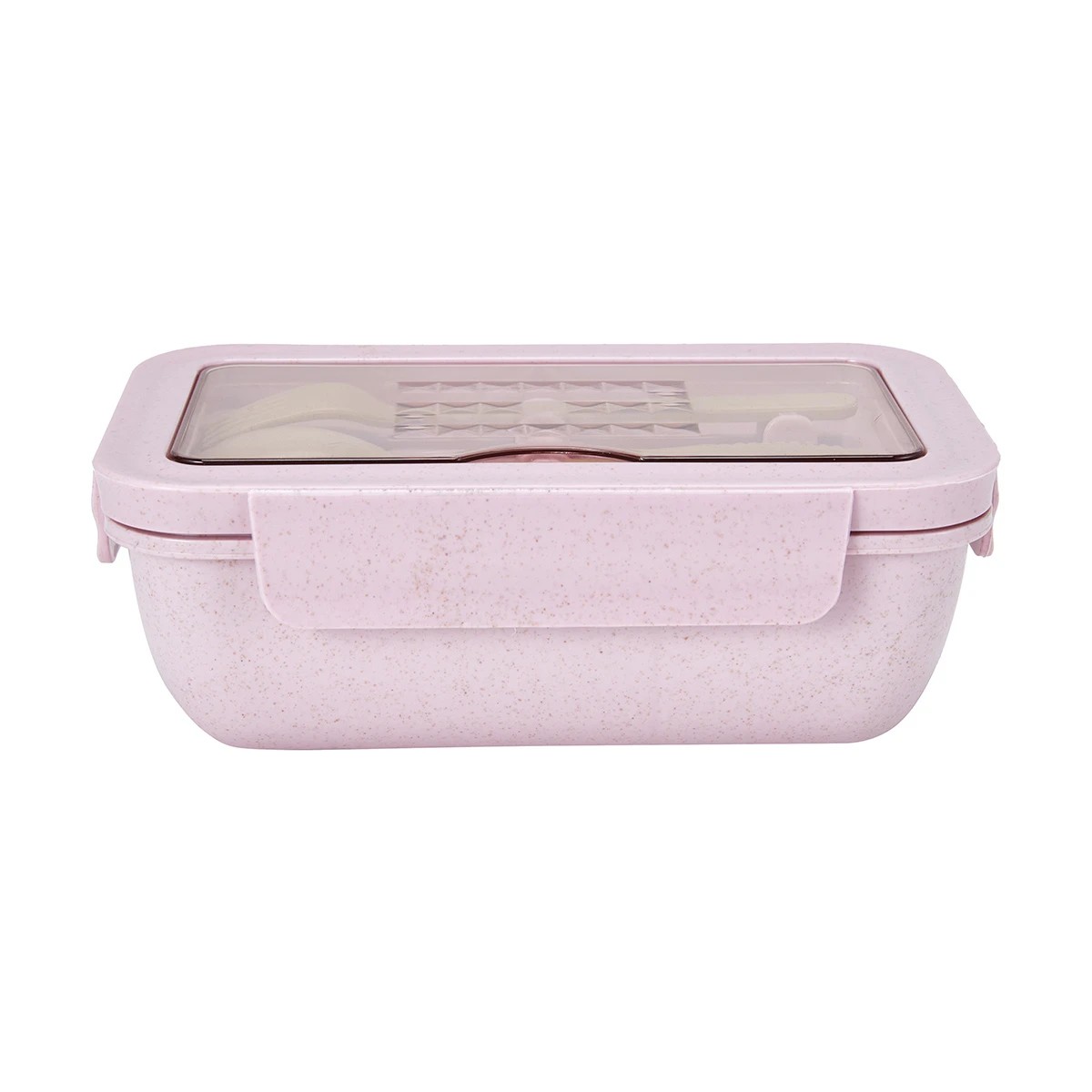 2 Pink Wheat Straw Lunch Box with Cutlery, 2 of 5