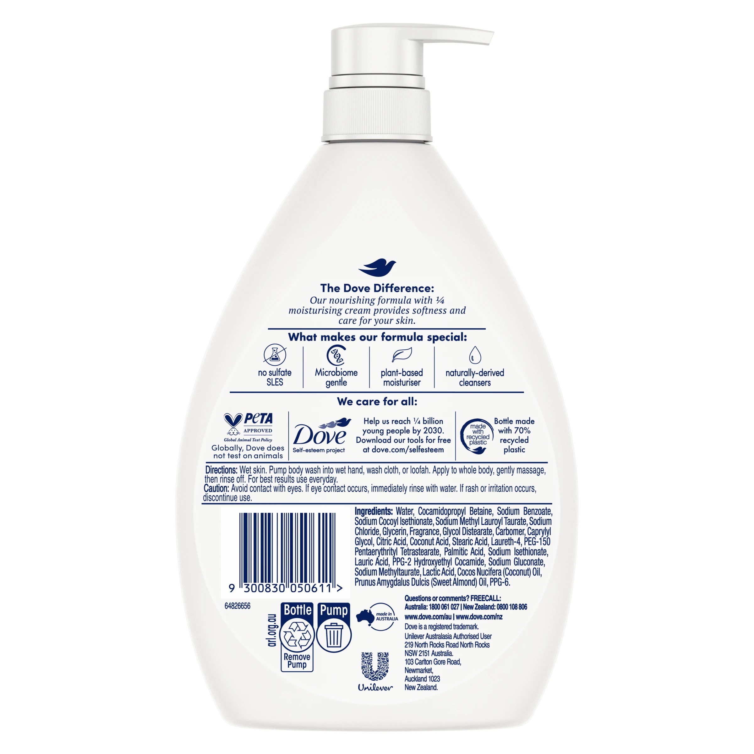 3 Dove Restoring & Nourishing Body Wash 1L - Coconut and Almond Oil, 3 of 6