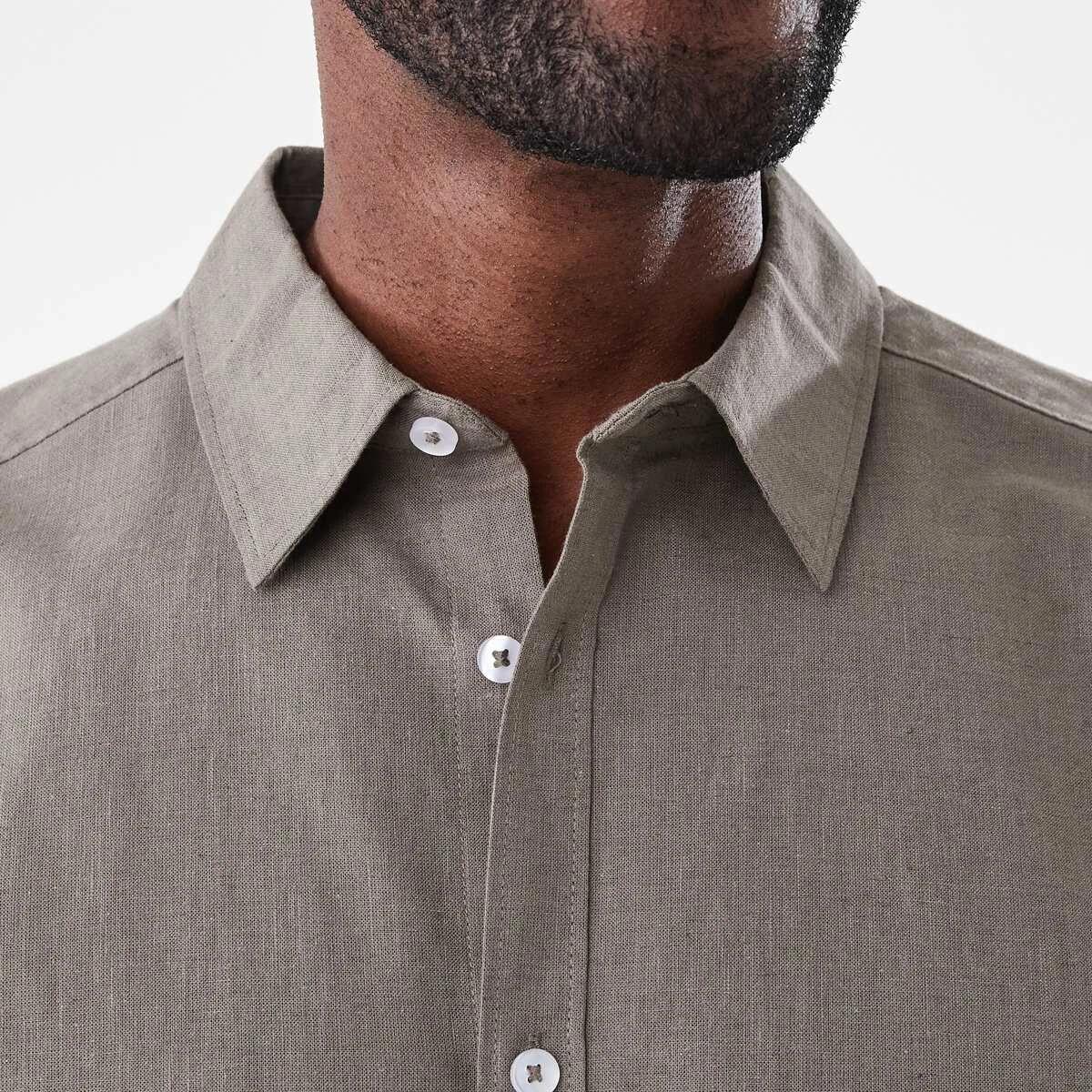 5 Short Sleeve Cotton Linen Shirt EAGLE BROWN, 5 of 5