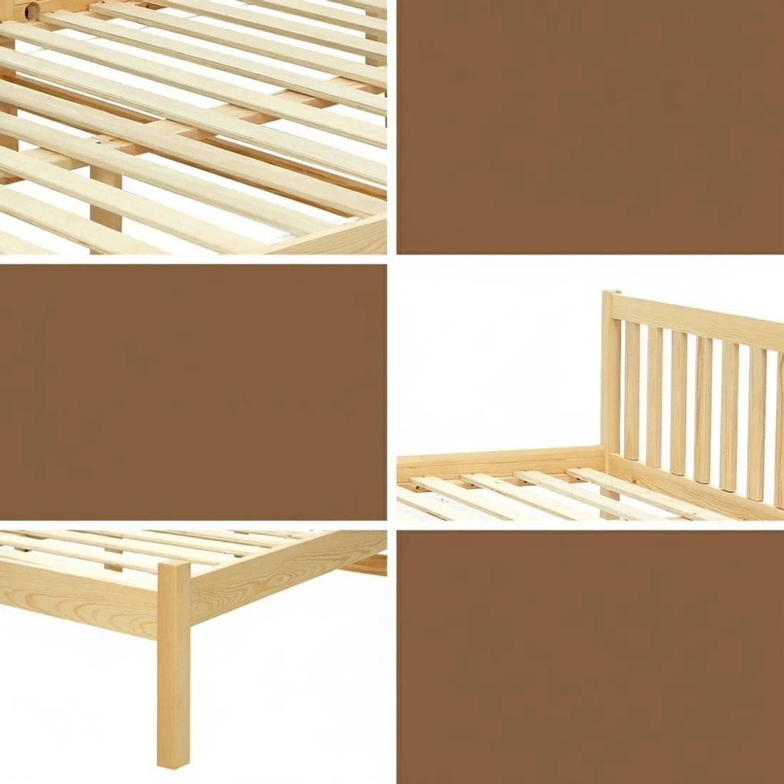 6 Artiss Bed Frame Single Size Wooden Oak SOFIE - Natural, 6 of 9
