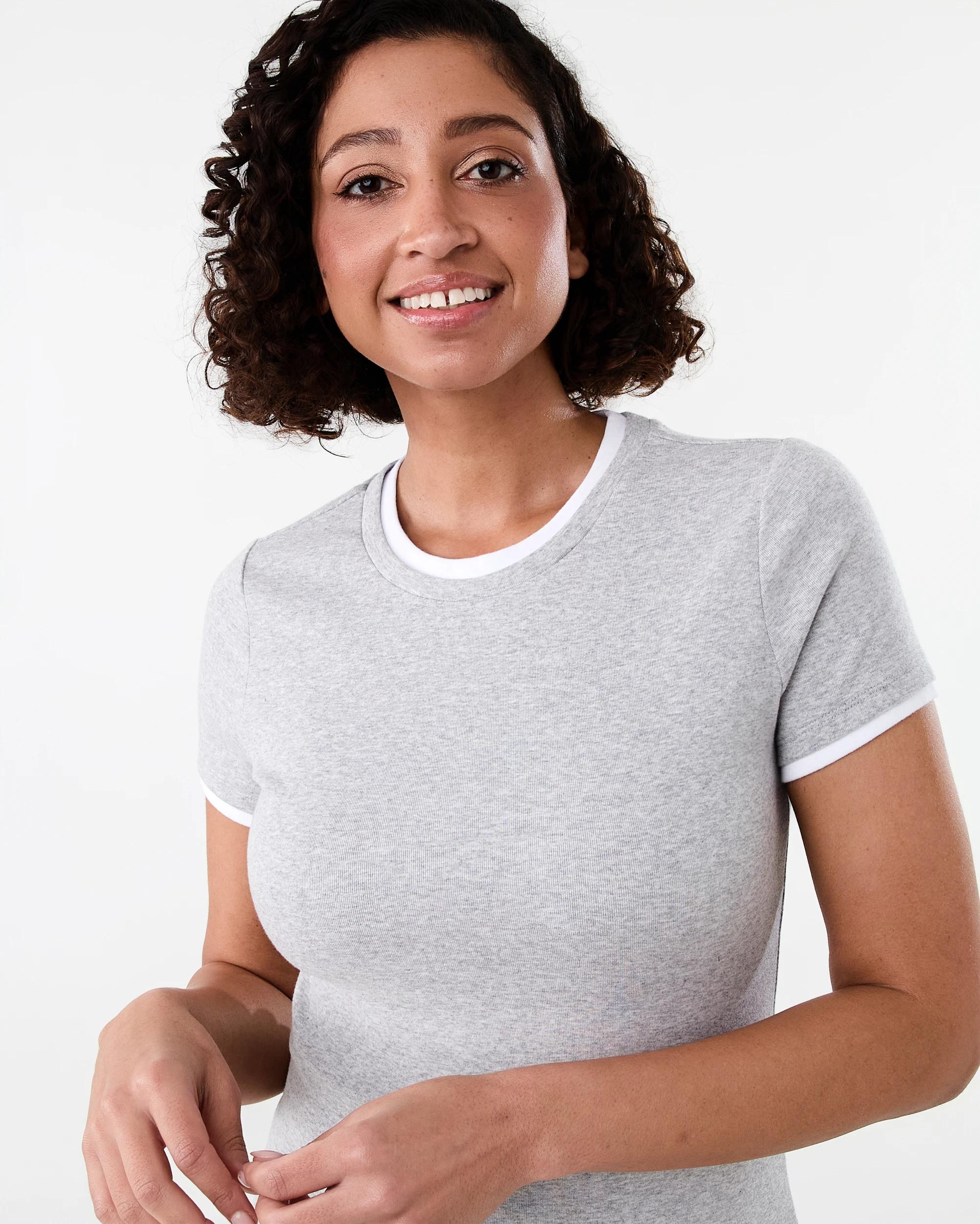 4 Short Sleeve Double Layer T-shirt Grey Marle, 4 of 5